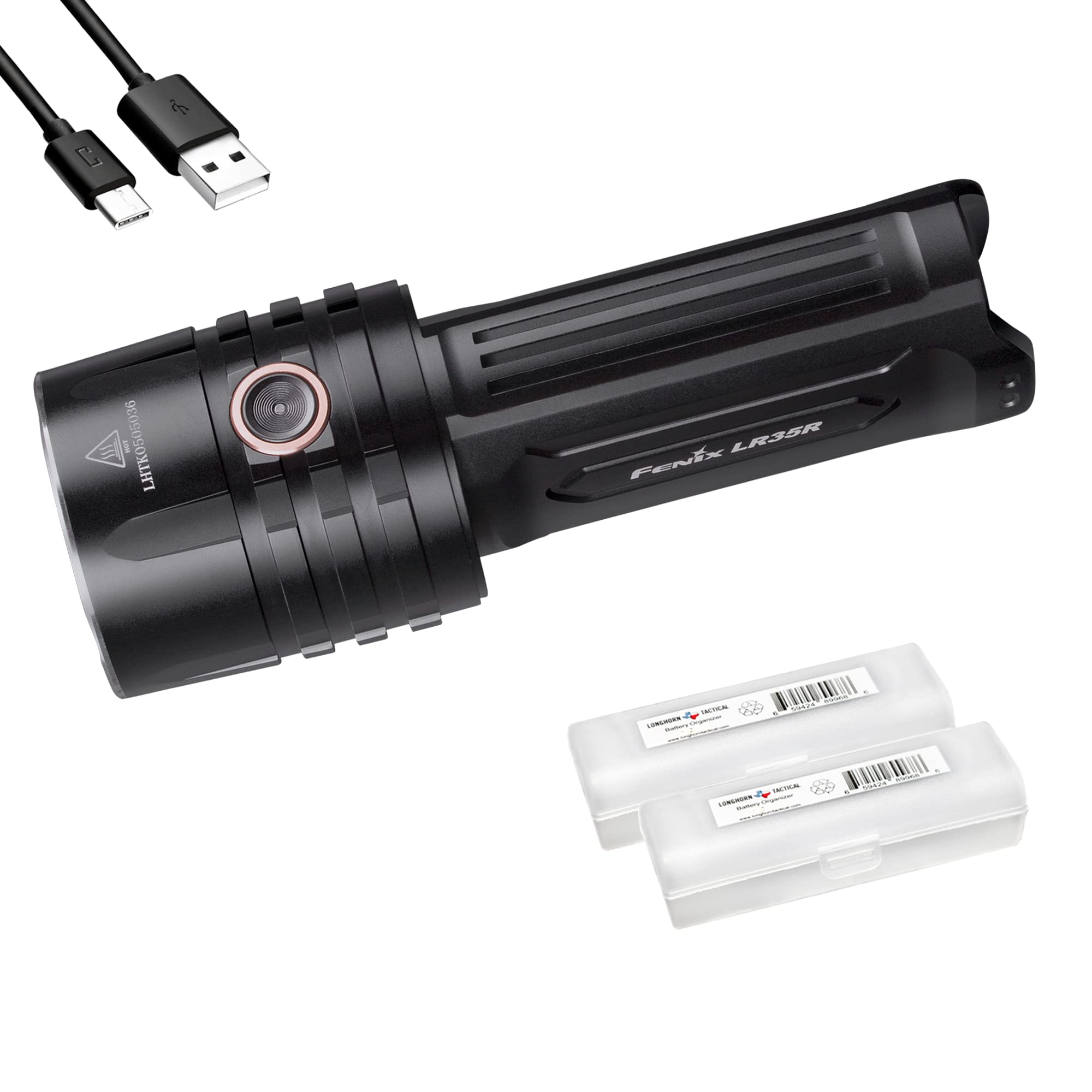 Fenix Lr35R Super Bright Rechargeable Flashlight, 10000 Lumen Long Throw And High Lumen With Batteries And Lumentac Organizer