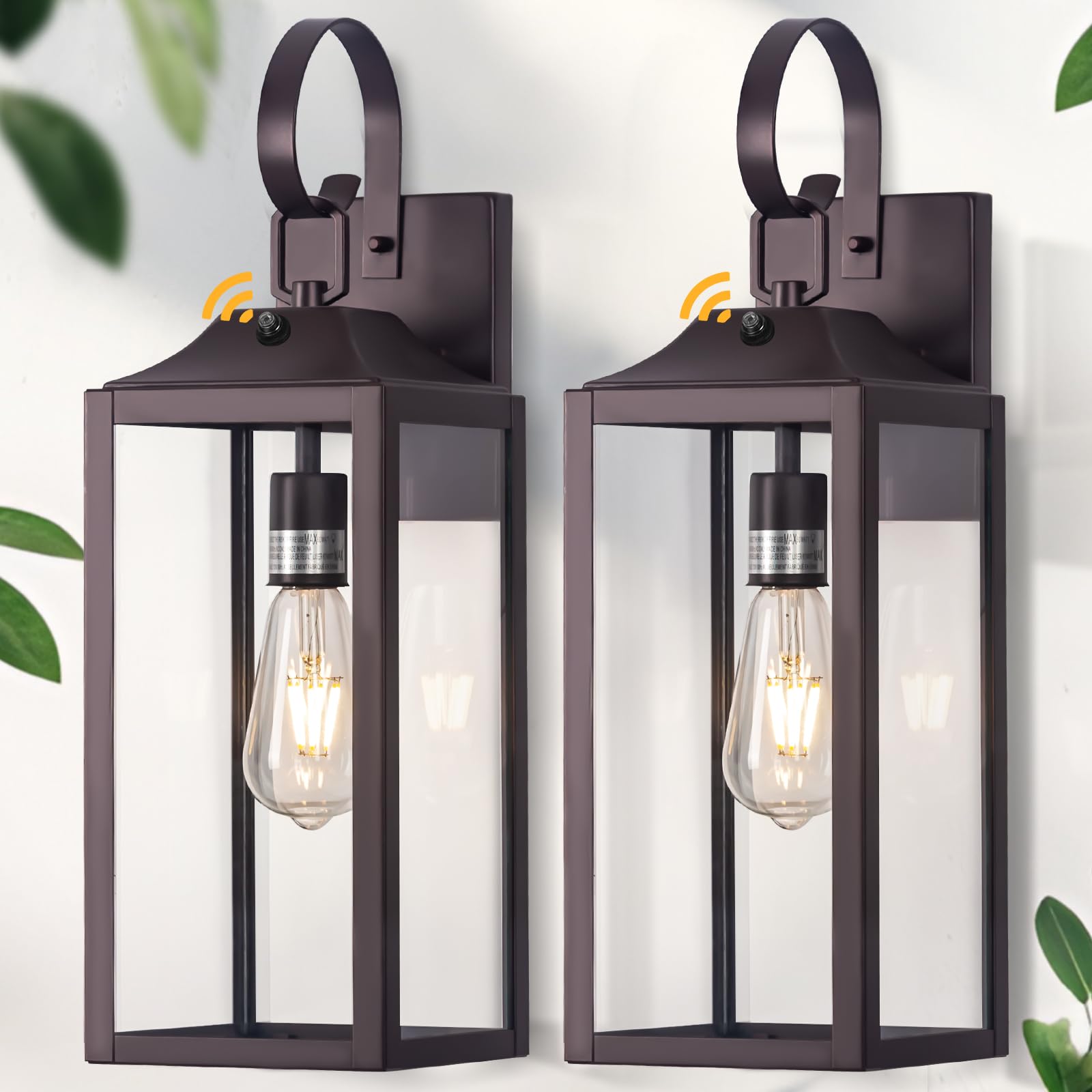 Yolsunes 19 Dusk To Dawn Outdoor Lighting 2 Pack  Large Outdoor Wall Sconce Dusk To Dawn Sensor Wall Sconce Lamp  Anti Rust Bronze Dusk Till Dawn Porch Light For Doorway  Garage  Patio