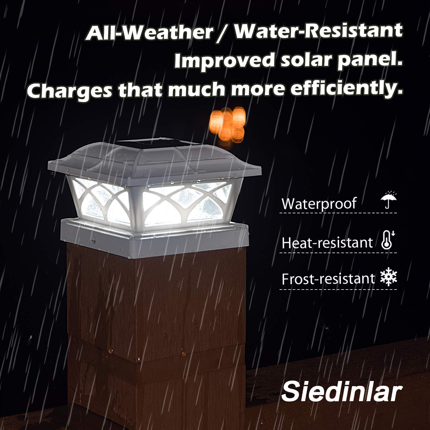 Siedinlar Solar Post Cap Lights Outdoor Glass 2 Modes 8 Leds For 4X4 5X5 6X6 Posts Fence Deck Patio Decoration Warm White/Cool W