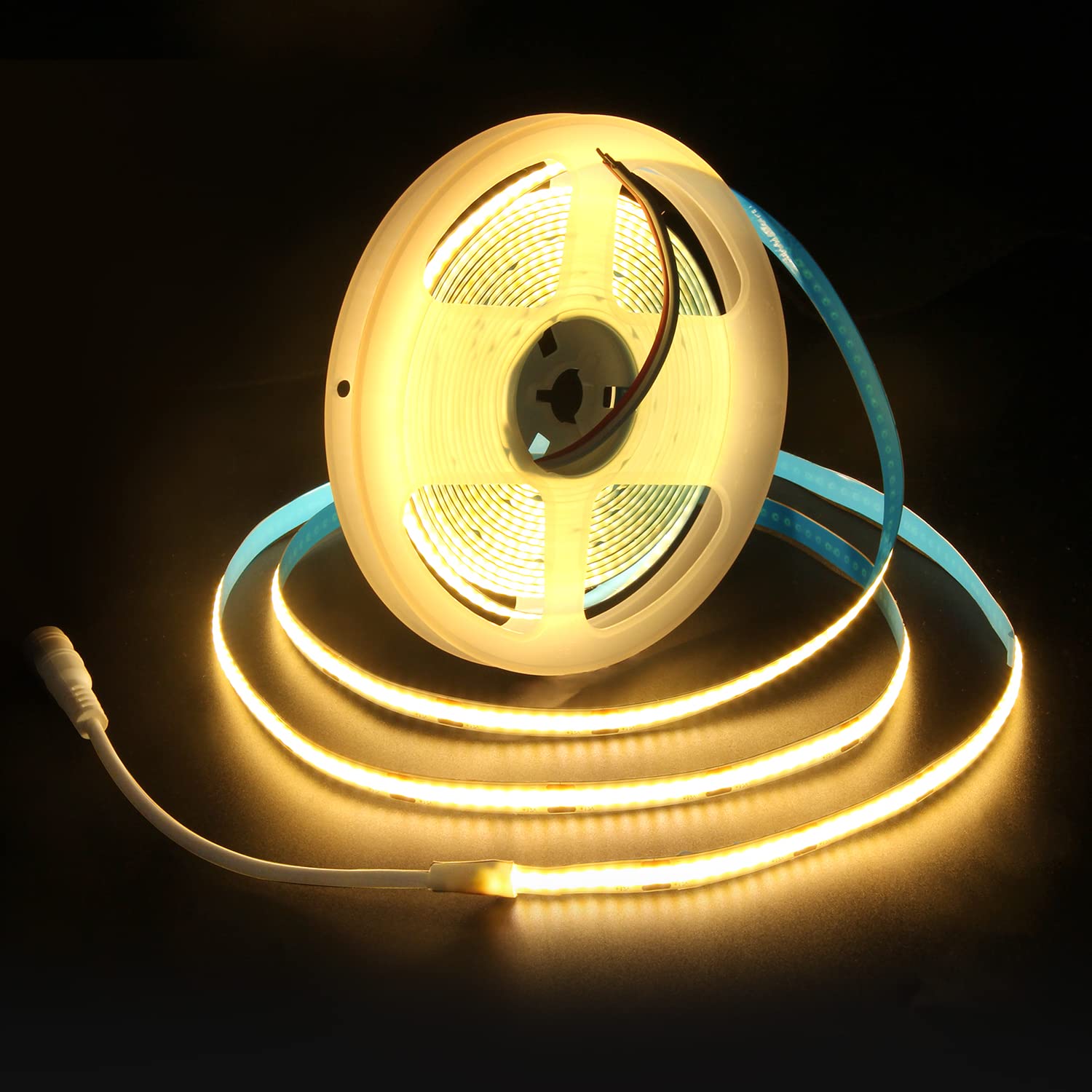 ALITOVE 16.4ft COB Warm White LED Strip Lights 12V 8mm 1600 LEDs High Density LED Tape Light CRI>90 Uniform Glow Diffused COB Le