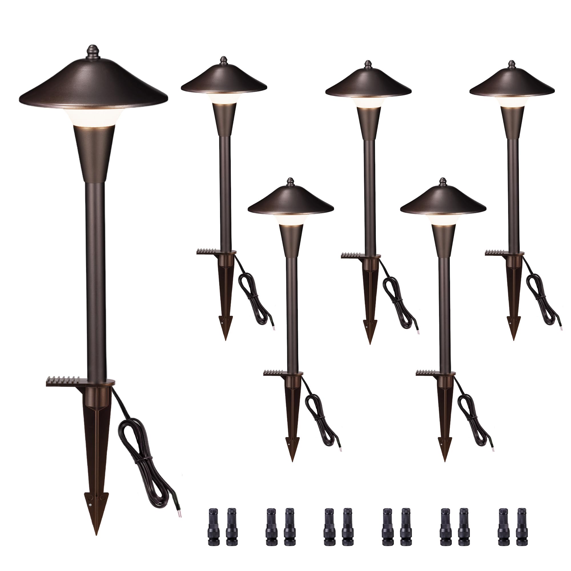 Varmtalys Hardwired Landscape Path Lights, Warm & Cool White Selectable Pathlight 12V, Low Voltage Walkway Light Waterproof, 5W 