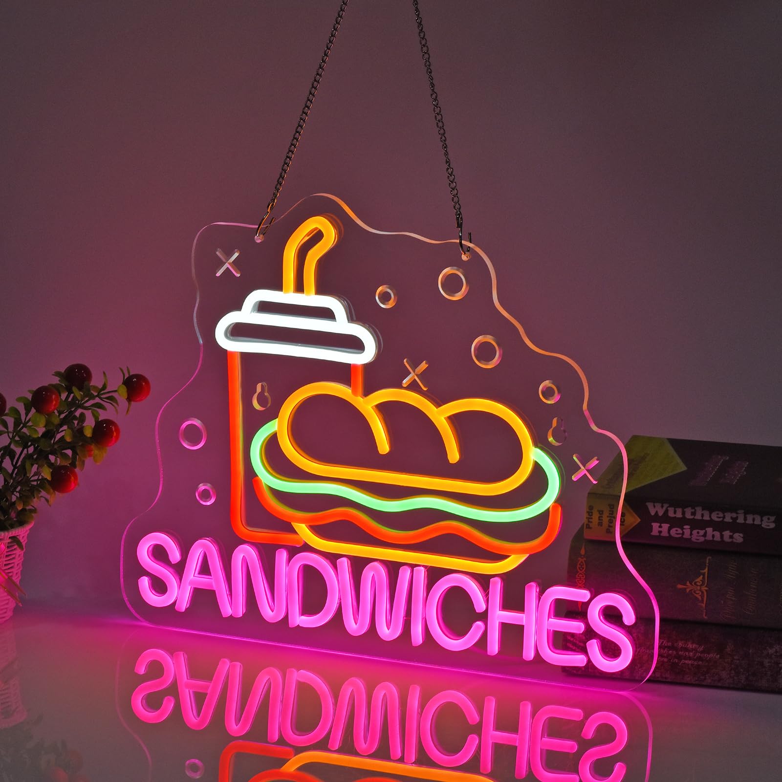Jomobuty Sandwiches Neon Sign For Wall Decor Led Light Up Sign Business Signage For Home Kitchen Restaurant Fast Food Store Man Cave Party 15.7 X 12.6 Led Art Wall Hanging Decorative Gifts