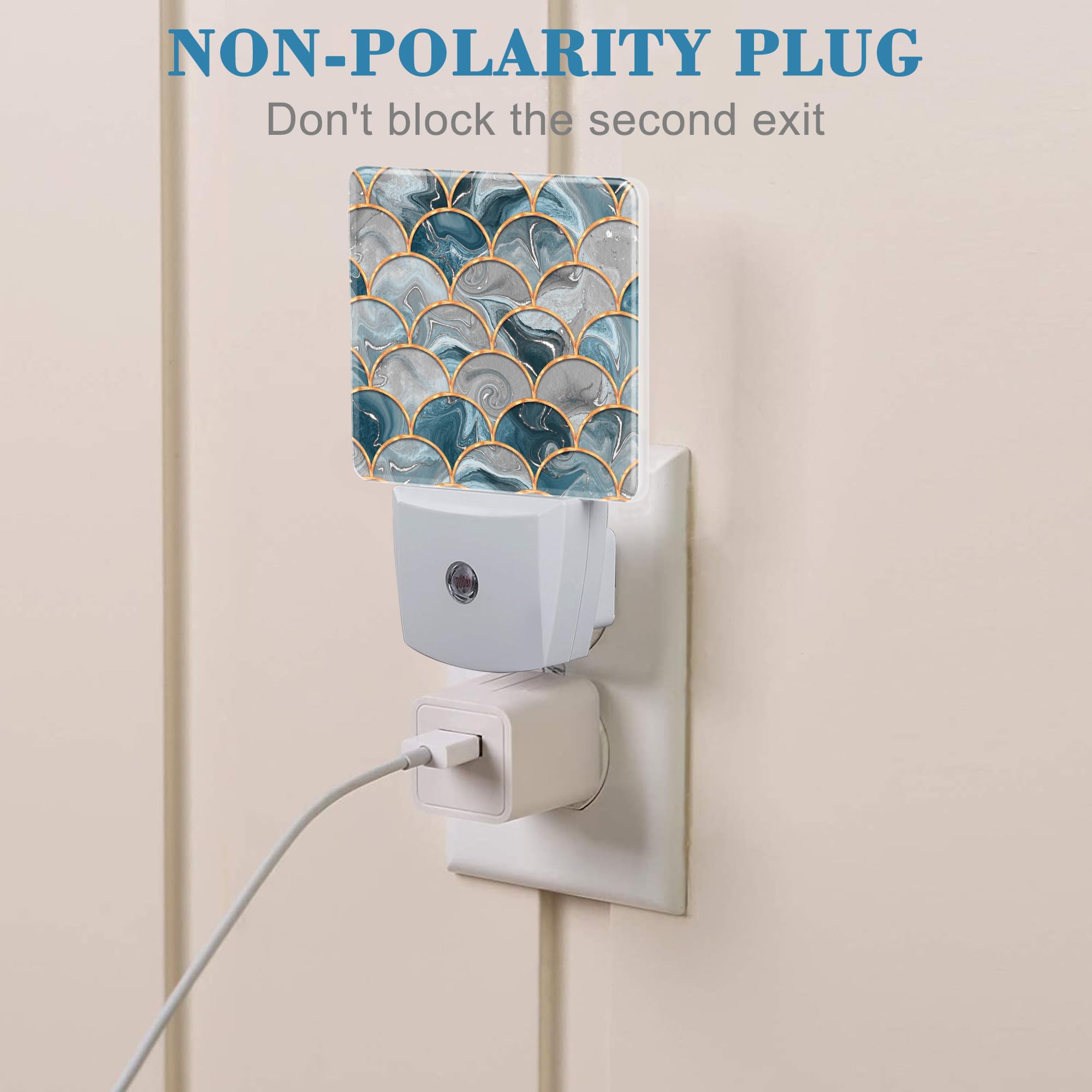 Uiaoiais Golden Fluid Marble Texture Night Light Plug Into Wall With Dusk To Dawn Sensor Cute Nightlight For Kid Girls Boys Wome