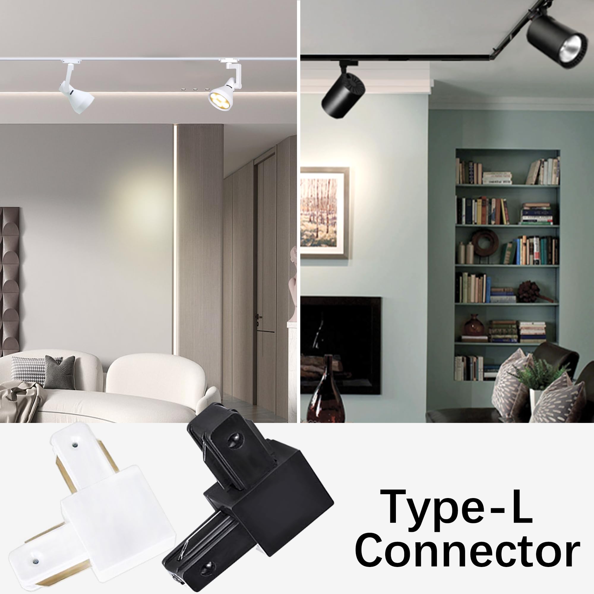 Yuemegou 1 Track Lighting Connectors-L-Type Single Circuit 2-Wire, Track L Connector,For Track Lighting Accessories J&L Type Tra