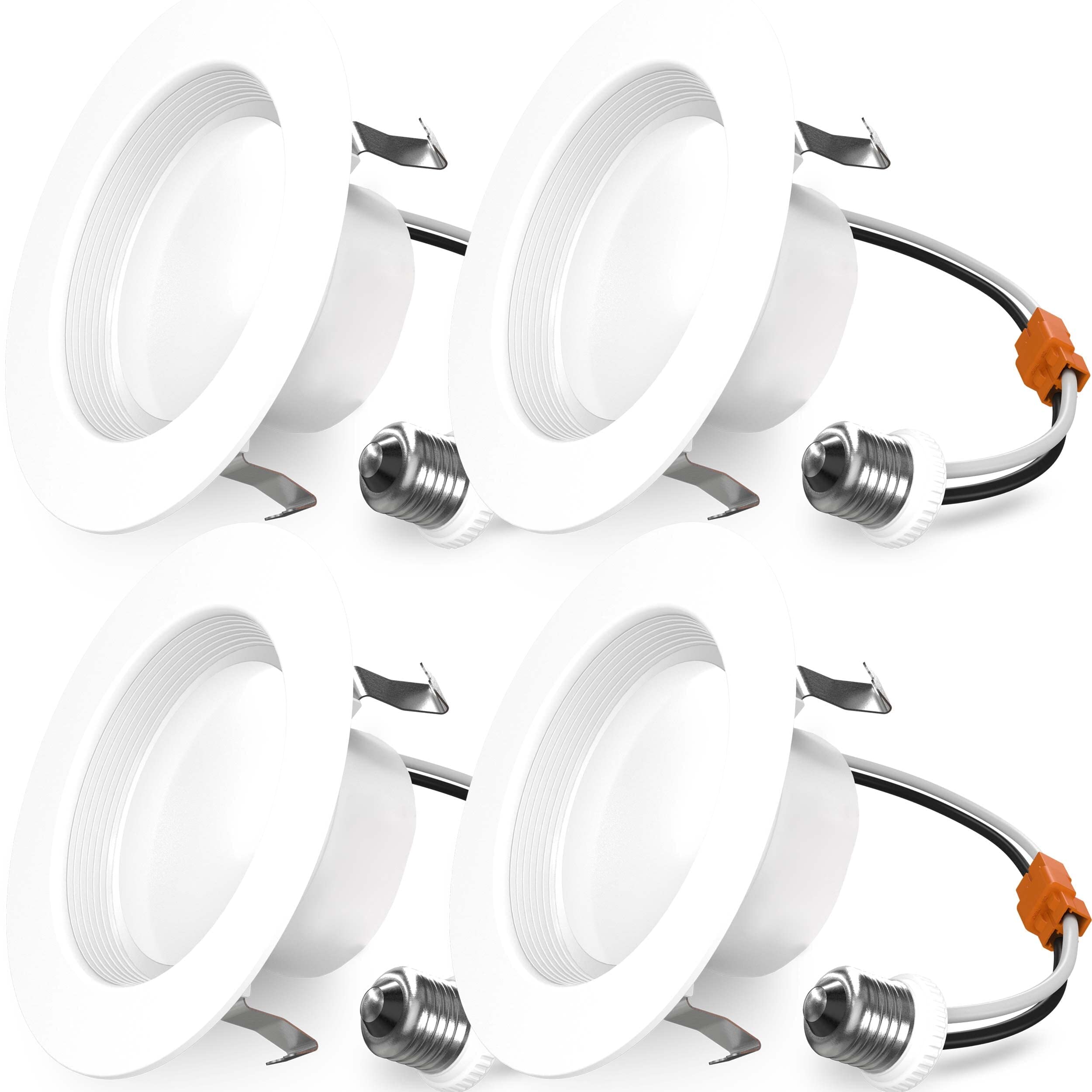 Sunco 4 Pack Retrofit LED Recessed Lighting 4 Inch, 4000K Cool White, Dimmable Can Lights, Baffle Trim, 11W=60W, 660LM, Damp Rat