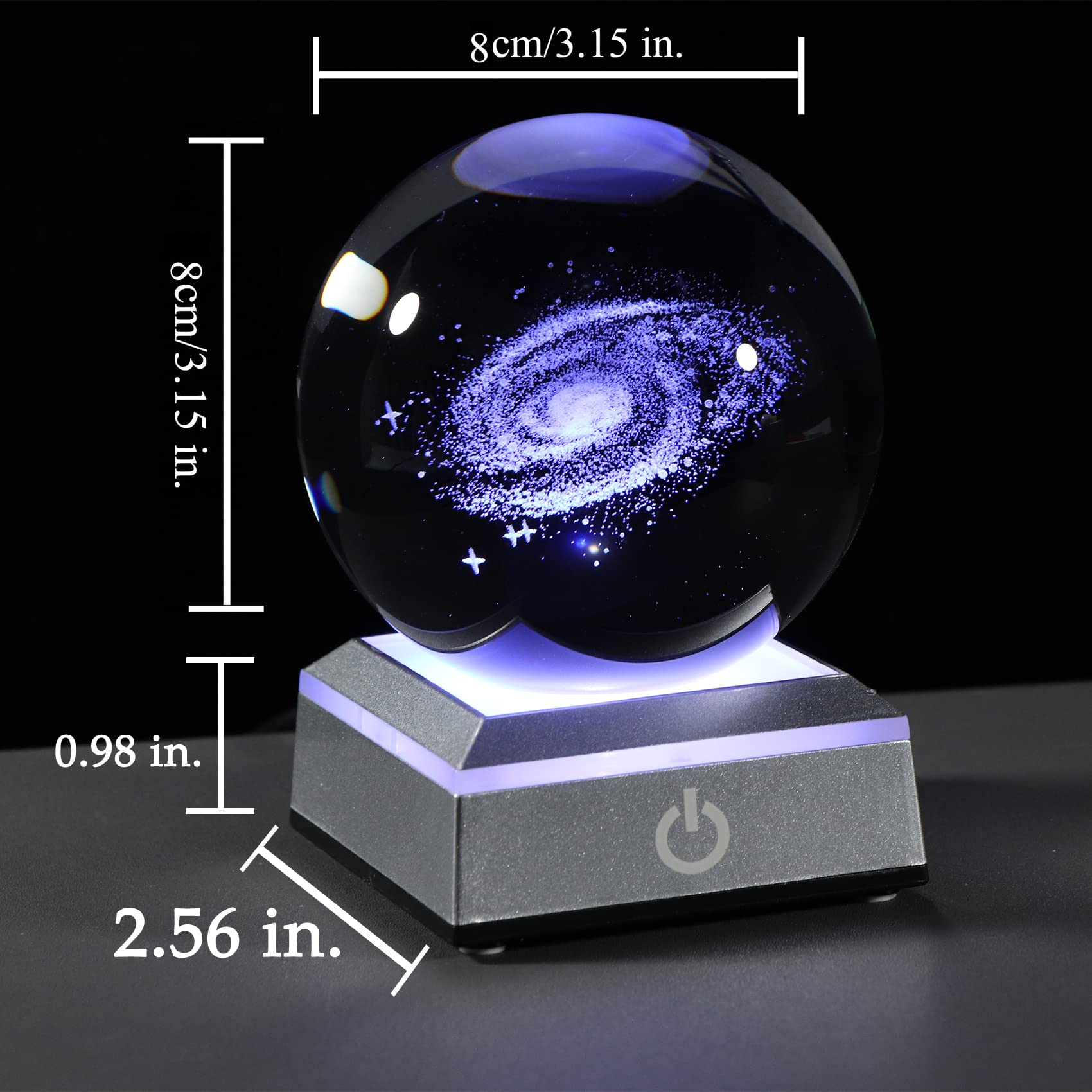Qianwei 3D Galaxy Crystal Ball with Colorful LED Base, Clear Glass Sphere, Model 5809b1aa7e0f8f34fcab0c89acda1