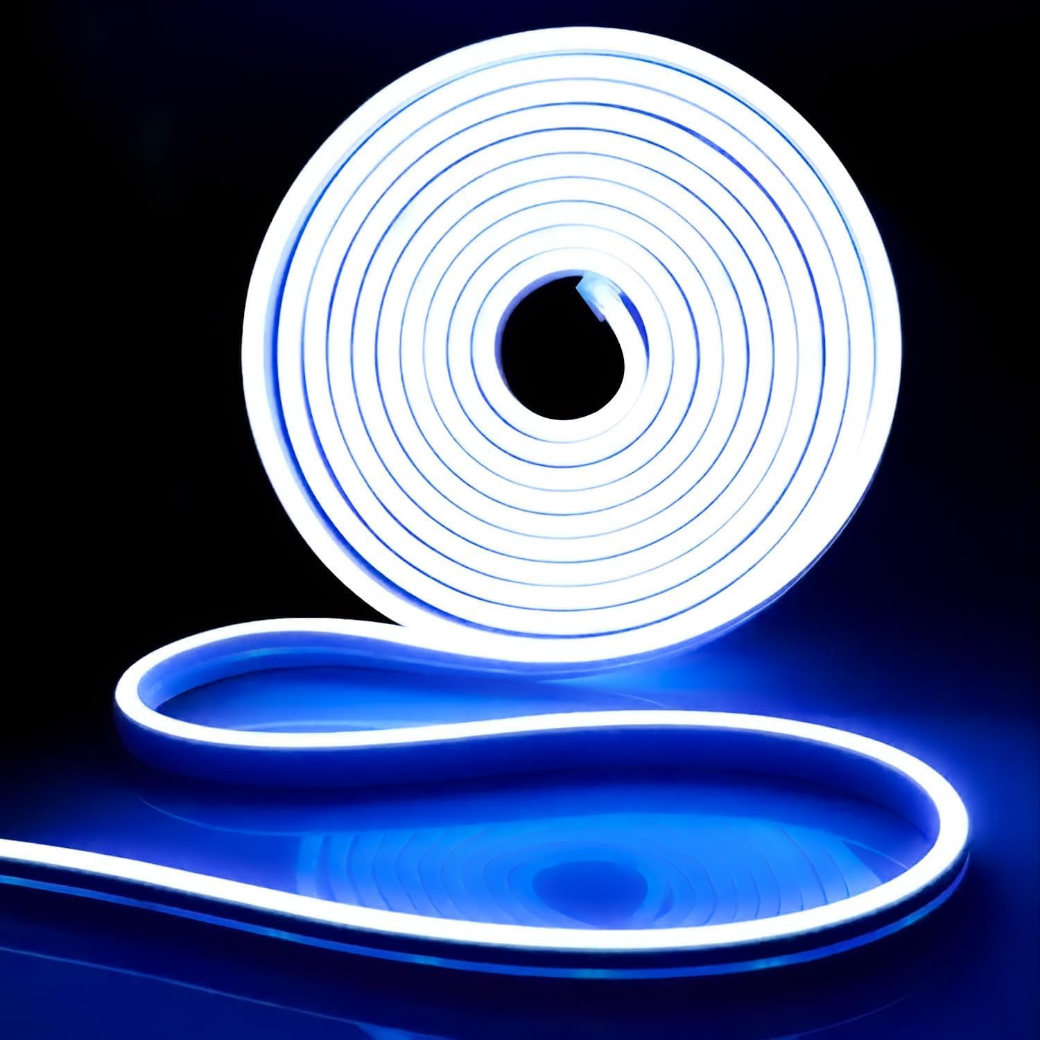 iNextStation 12V LED Strip Lights, Waterproof & Dimmable, 16.4FT, Flexible Silicone Neon Rope Light, Blue