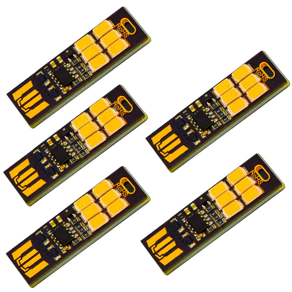 JacobsParts USB Portable Keychain Lamp 5pcs 6 LED Touch Dimming Warm White 3000K