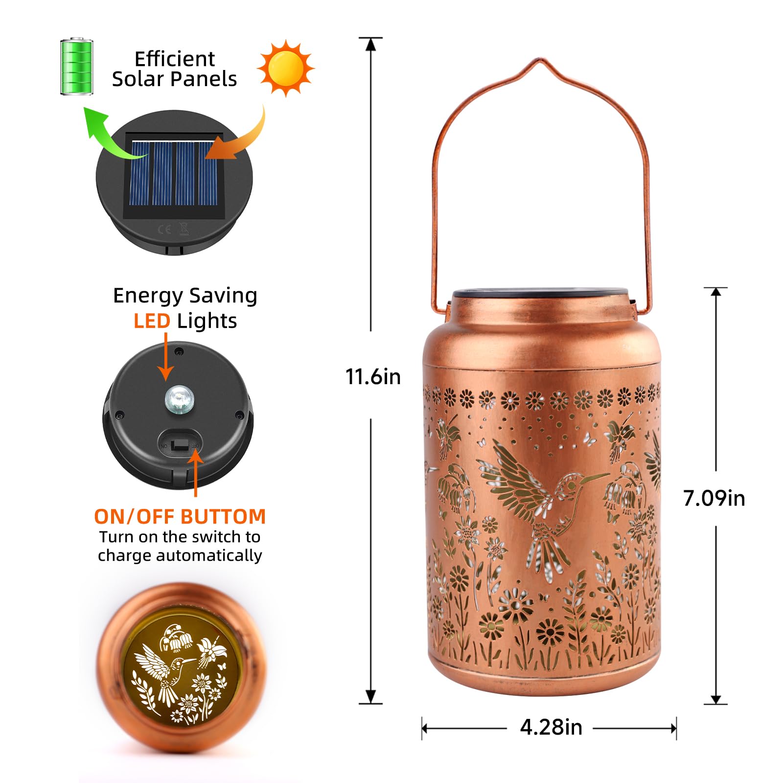 Hummingbird Solar Lanterns Outdoor Waterproof Hummingbird Garden Decor Christmas Gifts For Women Mom Grandma Hanging Solar Light