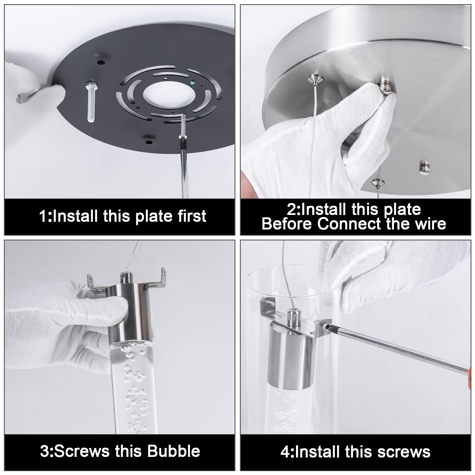 Bestwest Tri-Color Dimmable Pendant Light Fixtures,5-Light Kitchen Island Pendant Lights, 40W 3400Lm Remote With Brushed Nickel