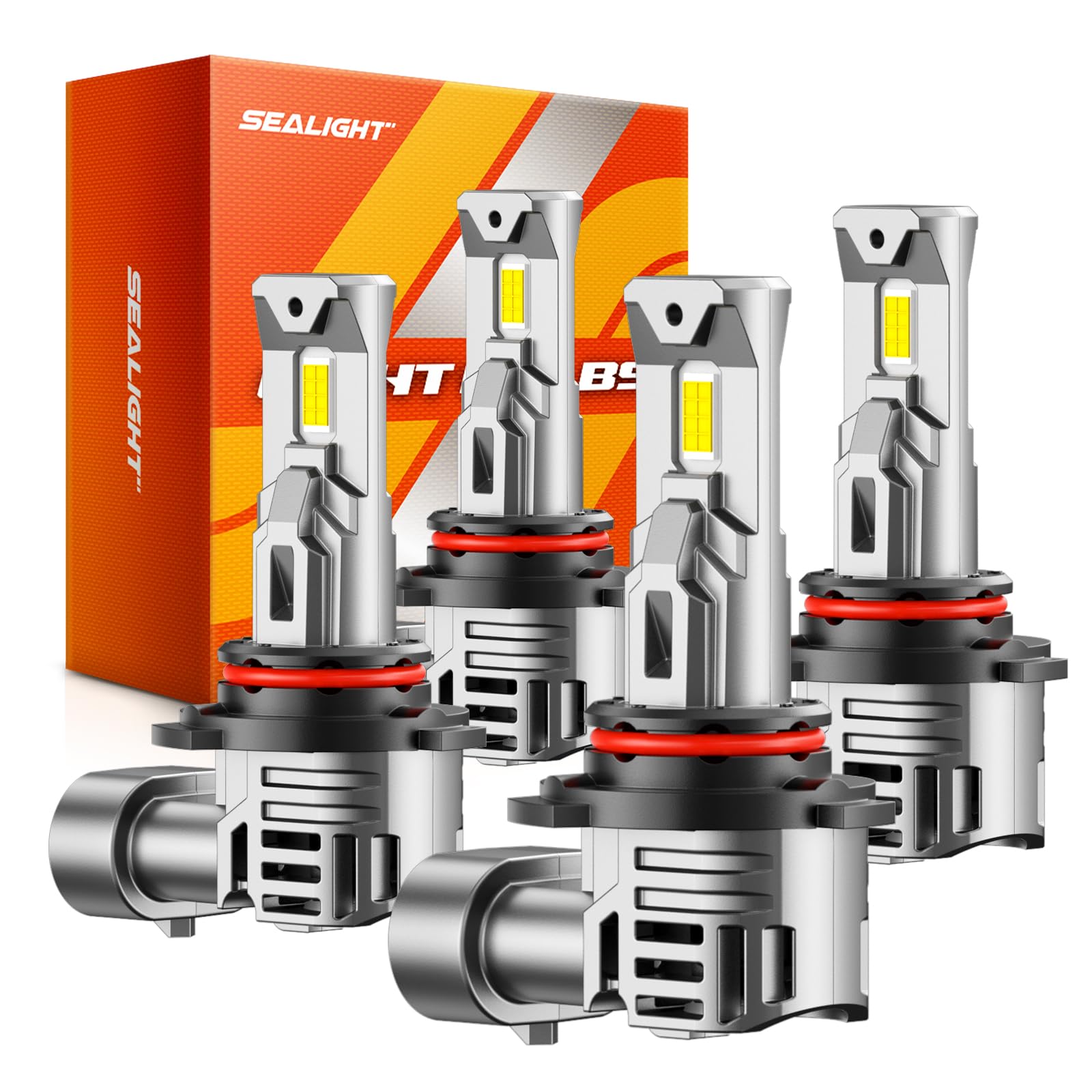 SEALIGHT S1 Pro 9005 9006 Bulbs Combo, 60000LM Super Bright, 6500K White, 1:1 Size, Pack of 4