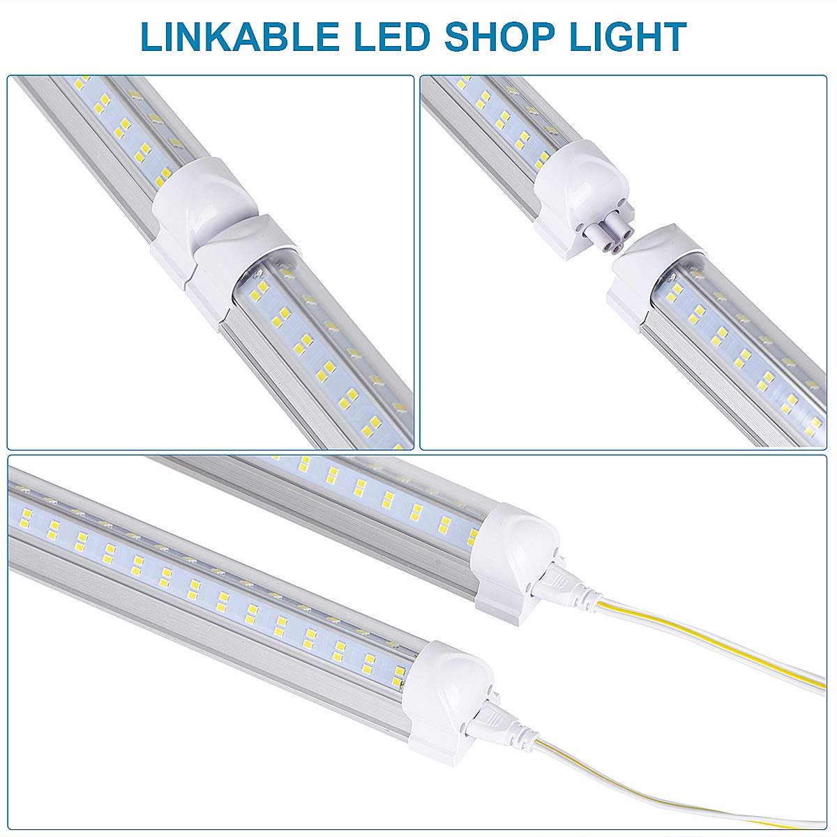 FTUBET 8Ft LED Shop Light Fixture, 120W, 18000LM, Cool White, Polycarbonate, 10Pcs, Model de9d3894-4628-