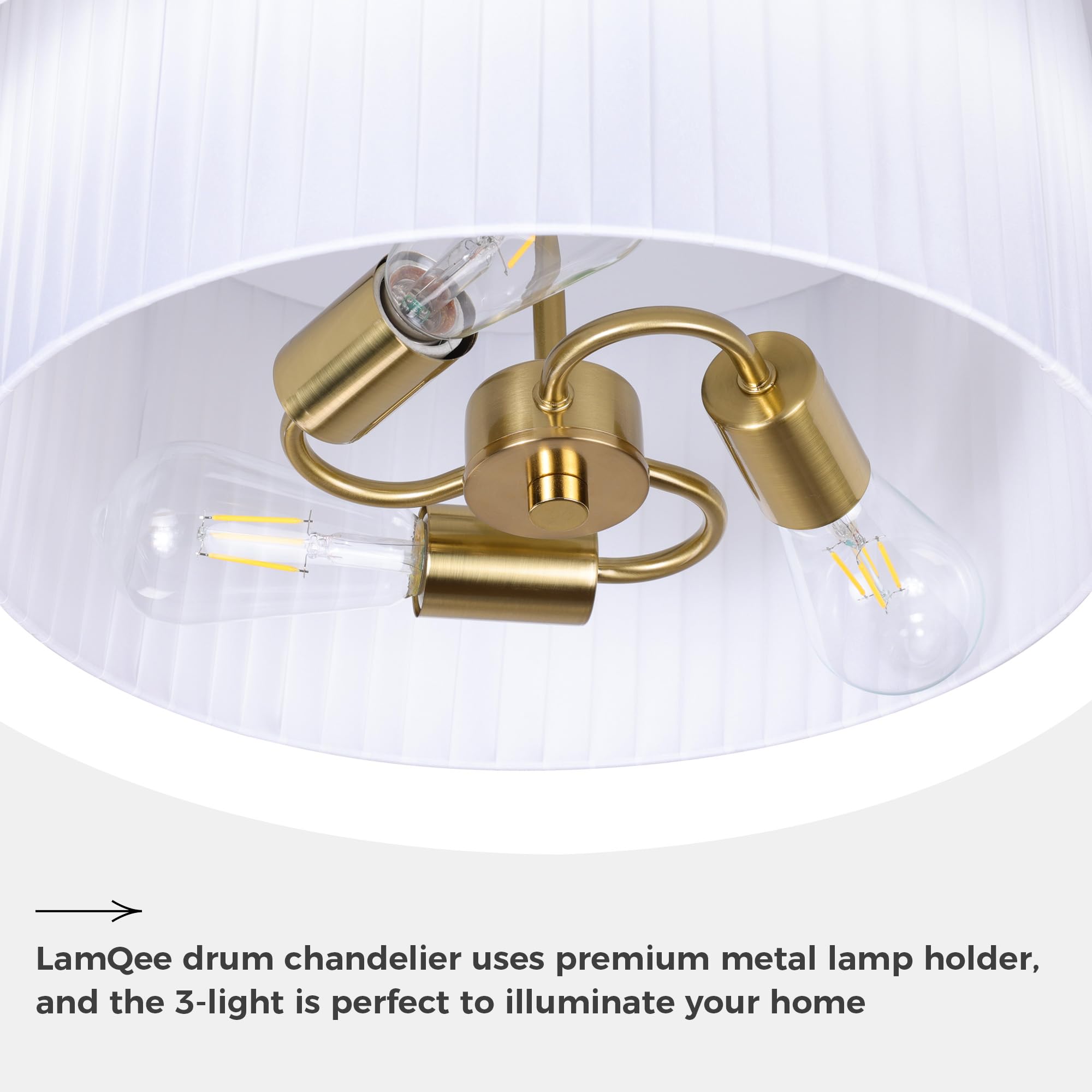 Lamqee 20    Modern Drum Chandelier, 2-Tier Semi-Flush Mount Pendant Light Fixtures, 3-Light Hang Ceiling Lamp Hallway Lights Fi