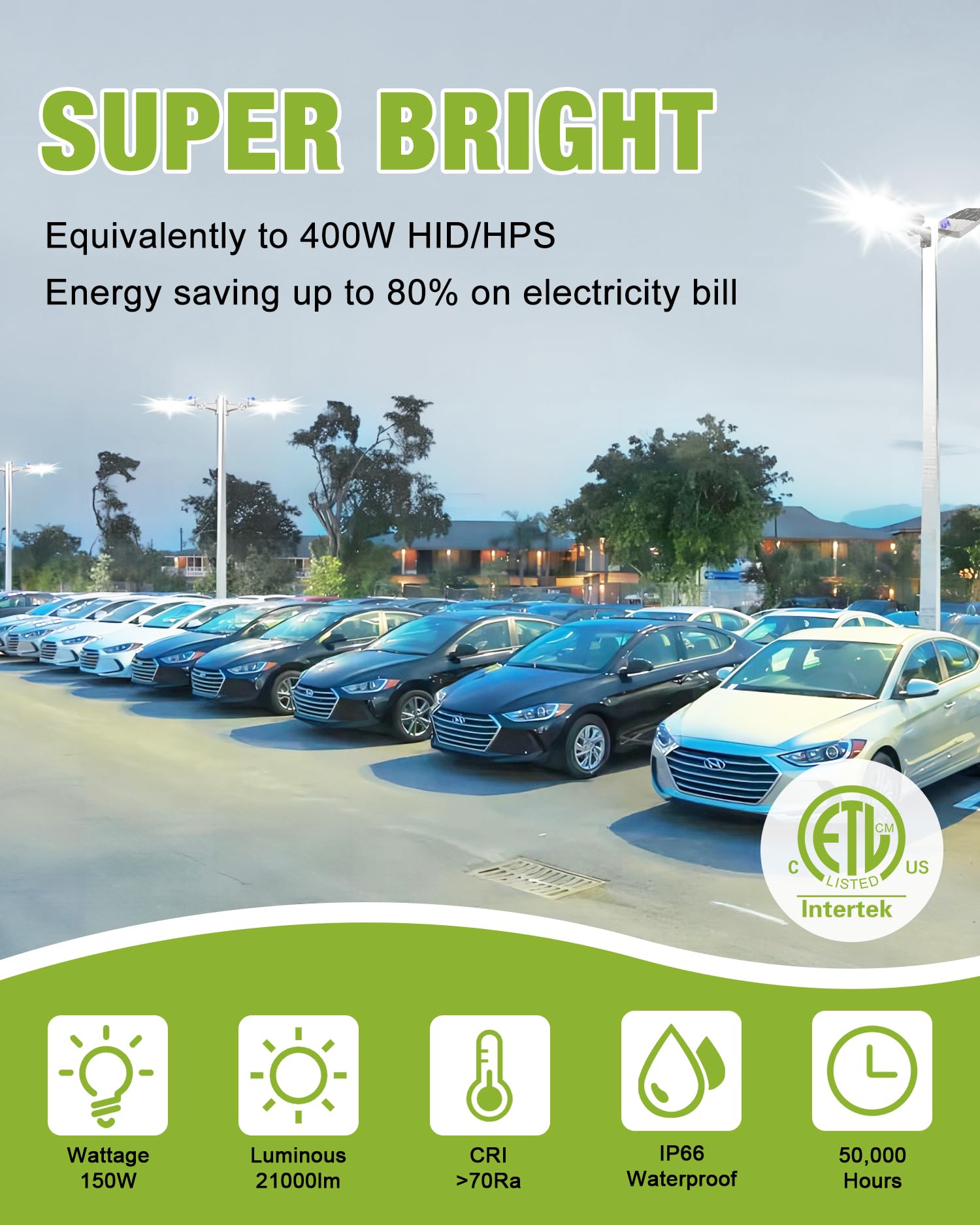 YXL LED Parking Lot Shoebox Lights, 21000LM, 5000K Daylight, Dusk to Dawn Sensor, Bronze, 150W Arm, 3-Pack, IP65 Waterproof