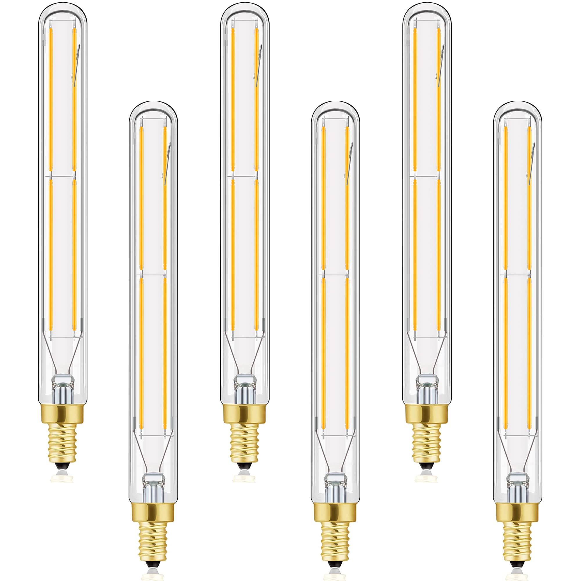 LVYE E12 LED Edison Bulbs, 6W Soft White 3000K, 750lm, 7.3 Inch, Glass, Pack of 6