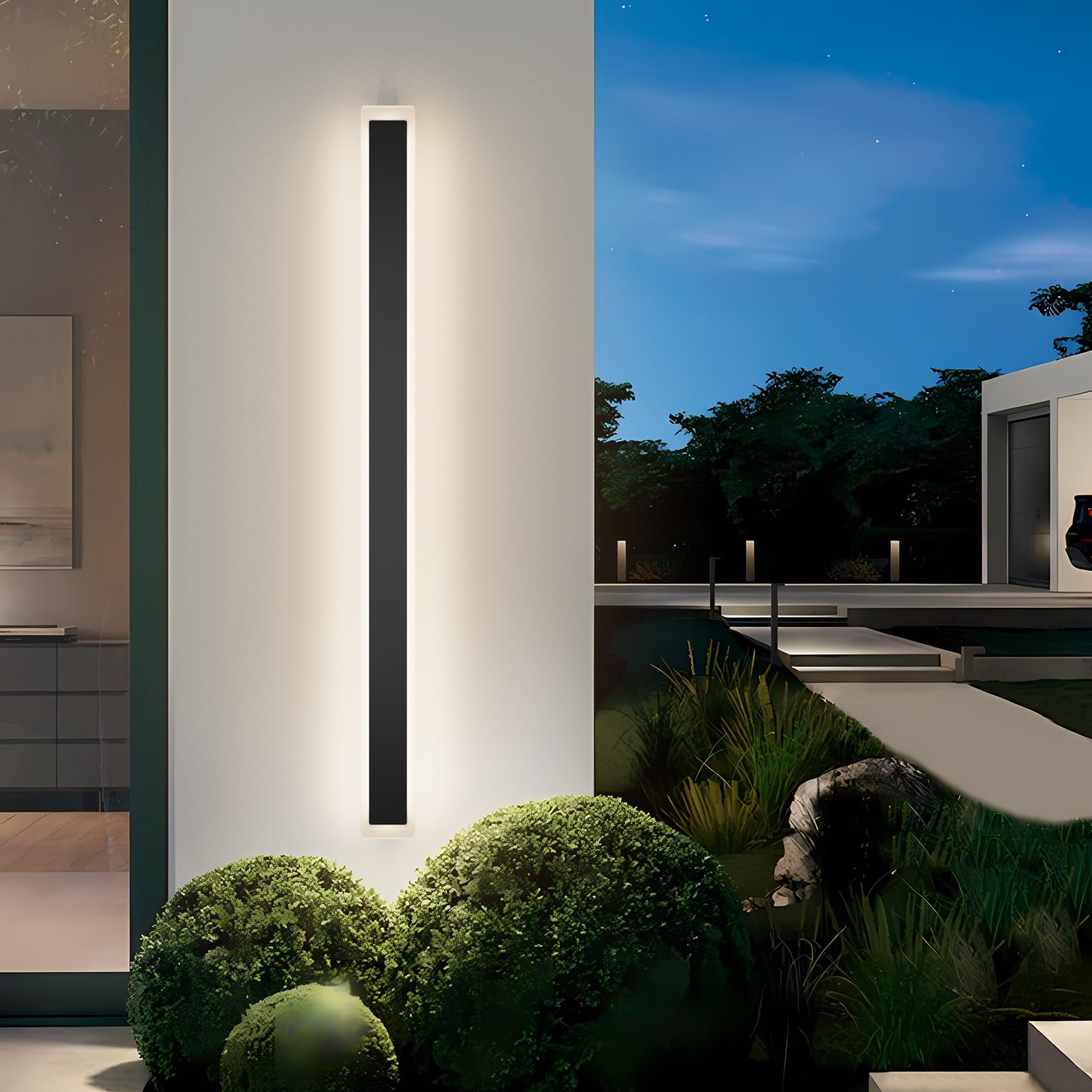 Coinmit Outdoor Wall Sconces - 2 Pack, 47.2in, IP65 Waterproof, Modern LED Lighting, Black for Porch or House