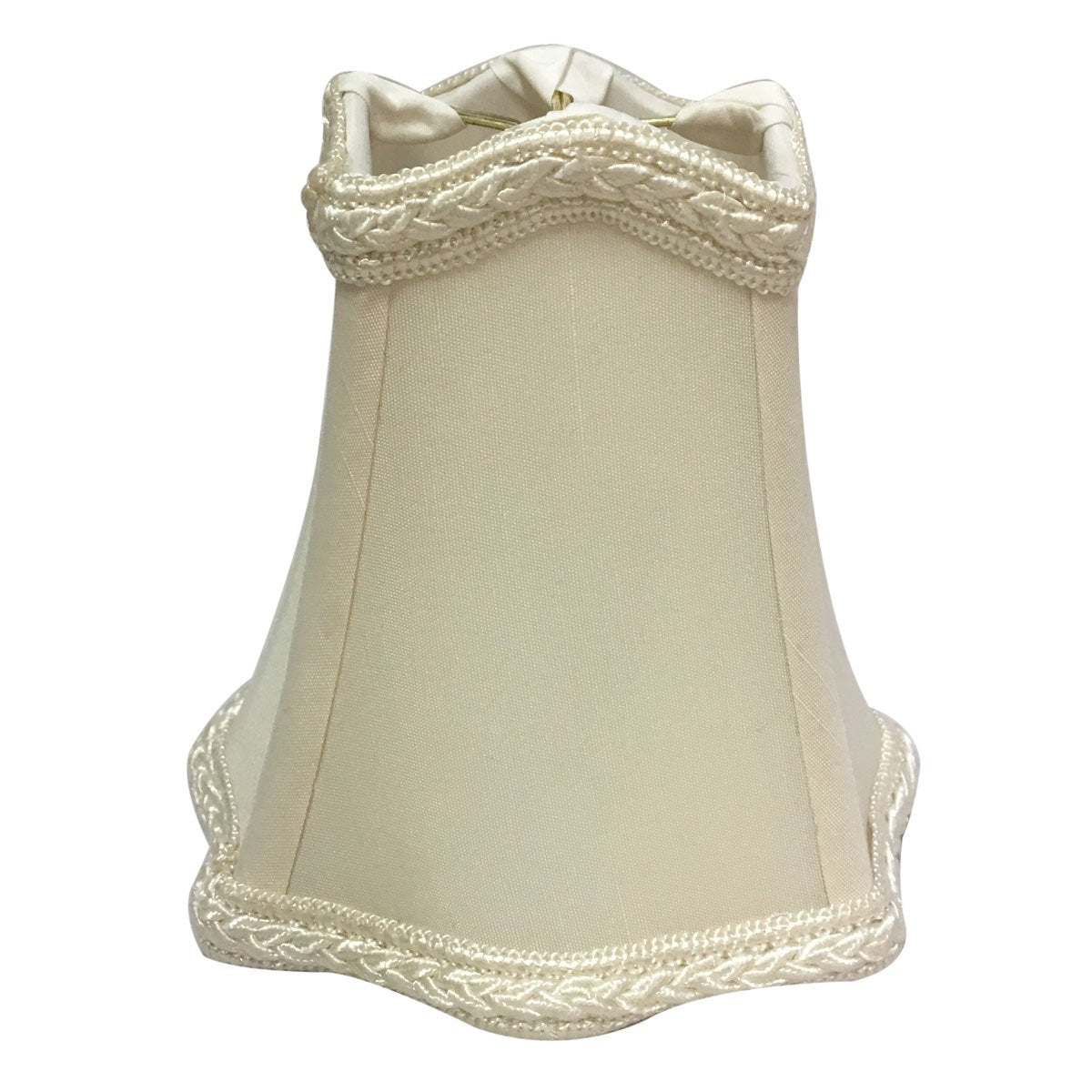 Royal Designs, Inc. CS-508EG Fancy Square Bell Chandelier Shade with Decorative Trim, 2.5 x 5 x 4.5, Eggshell