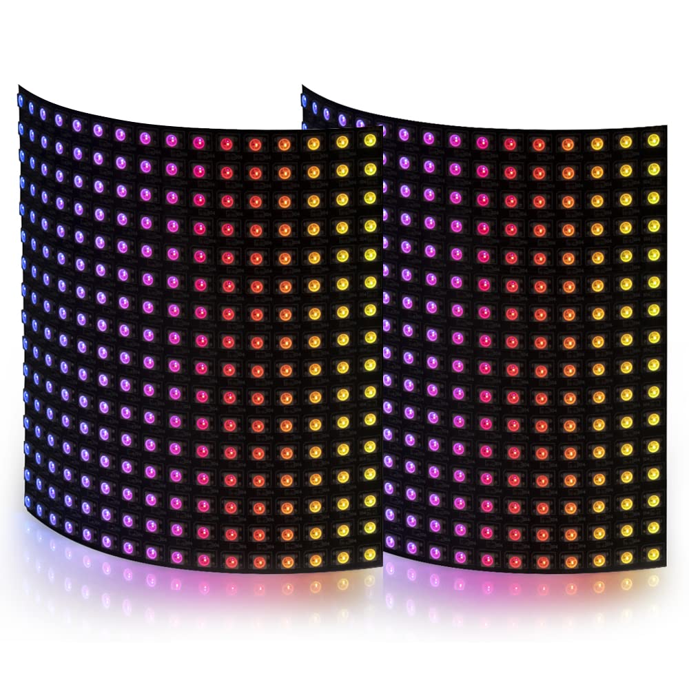 Btf-Lighting 2 Pack Ws2812B Eco Rgb Alloy Wires 5050Smd Individual Addressable 16X16 256 Pixel Led Matrix Flexible Fpcb Full Col