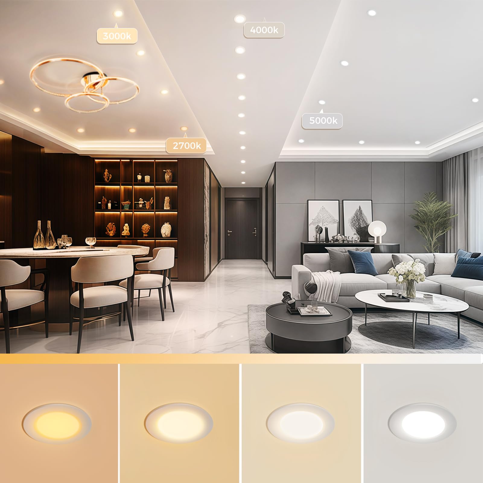 Ygs-Tech 3.5 Inch Led Recessed Lighting  Dimmable Downlight 7W(55W Halogen Equivalent)  Cri80  4000K Natural White  Ceiling Light With Led Driver(4 Pack)
