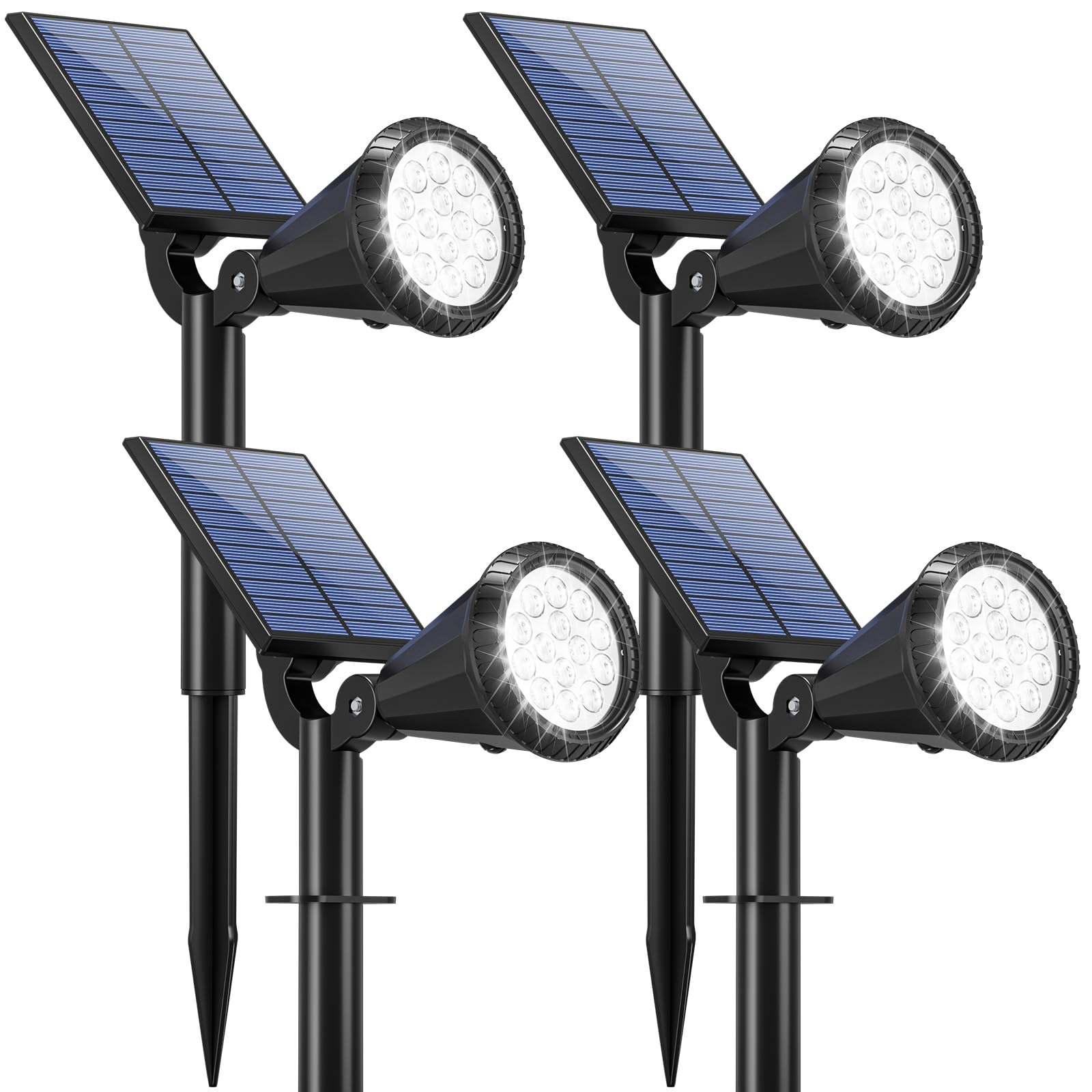 WELALO Solar Spot Lights Outdoor Waterproof for Flag, [4 Pack/4 Modes] Landscape Spotlights 180 Adjustable Solar Powered Lights