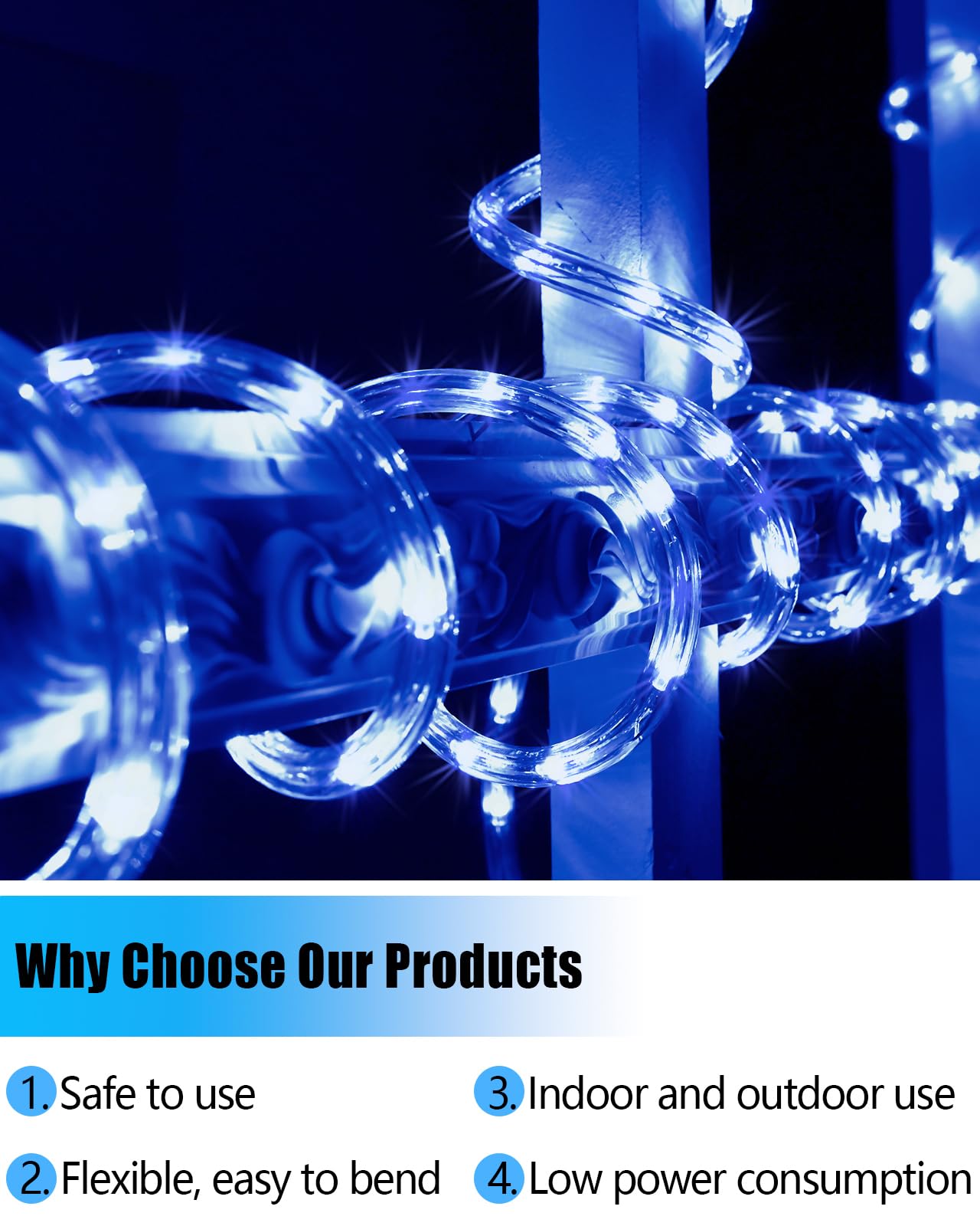 Rope Lights Outdoor Waterproof Christmas 100Ft 720 Led, Flexible Connectable Tube Lights, String Lights Decorative Lighting For Garden Patio Pool Tree Bedroom Xmas Decor (Blue)