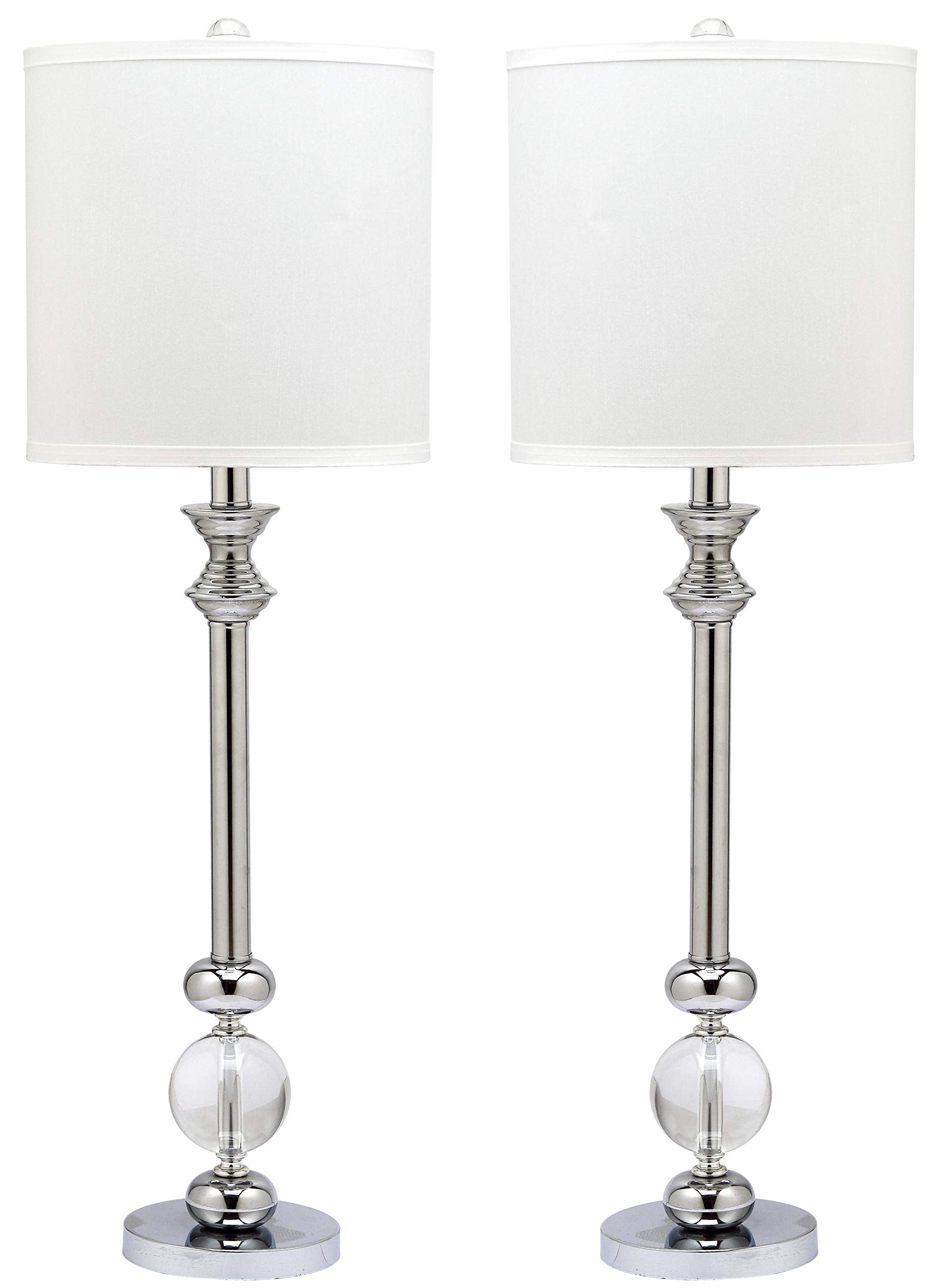 SAFAVIEH Lighting Collection Erica Modern Crystal Candlestick 31-inch Bedroom Living Room Home Office Desk Nightstand Table Lamp Set of 2 (LED Bulbs Included)