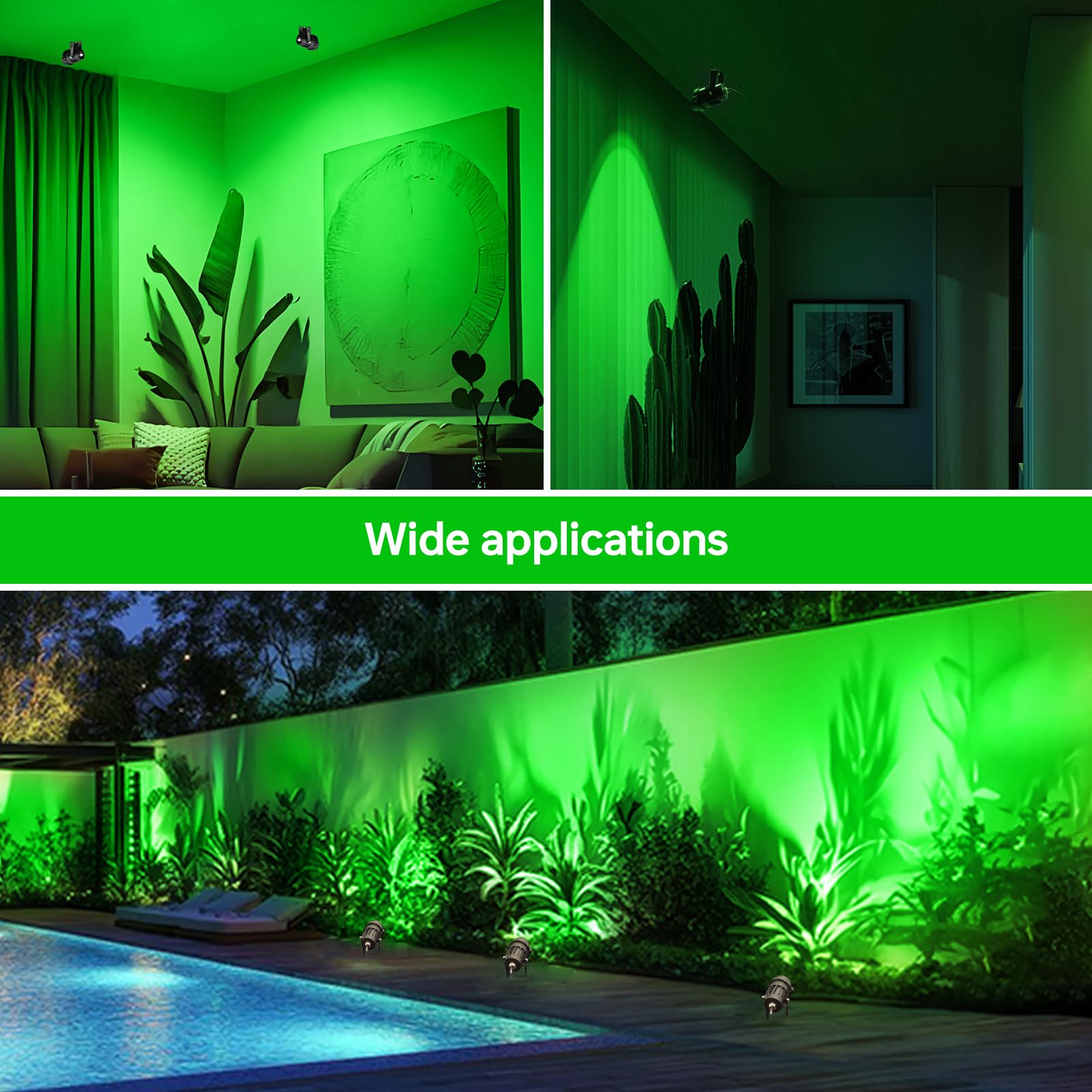 Qeeanmo Halloween Outdoor Landscaping Spotlight 12W Outdoor Christmas Light Green Led Landscape Lighting For Yard Garden Home Decoration 2Pack