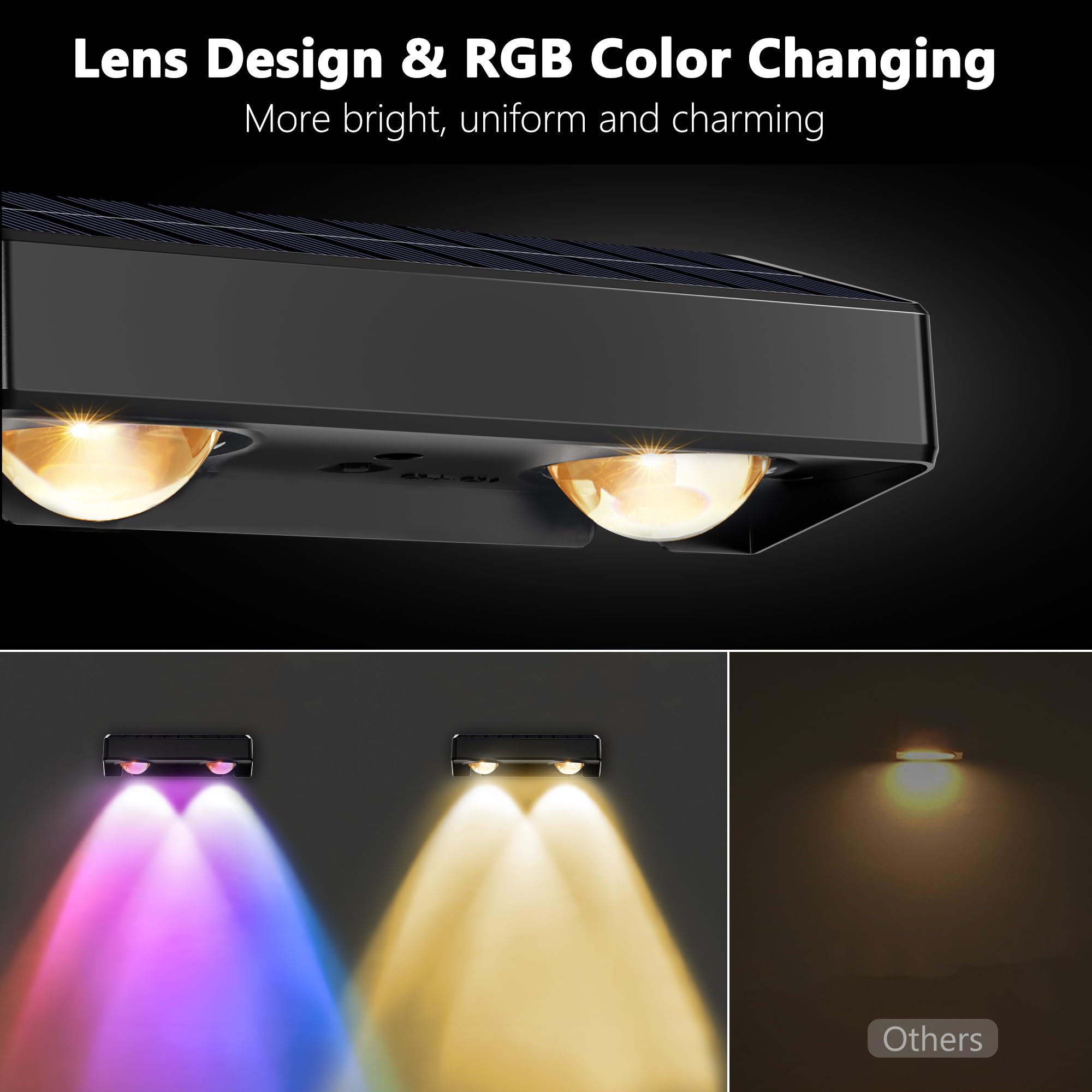 Brizled 12 Pack Solar Fence Lights, Rgb + Warm White + Cool White Outdoor Solar Wall Lights, 11 Modes Color Changing Deck Light