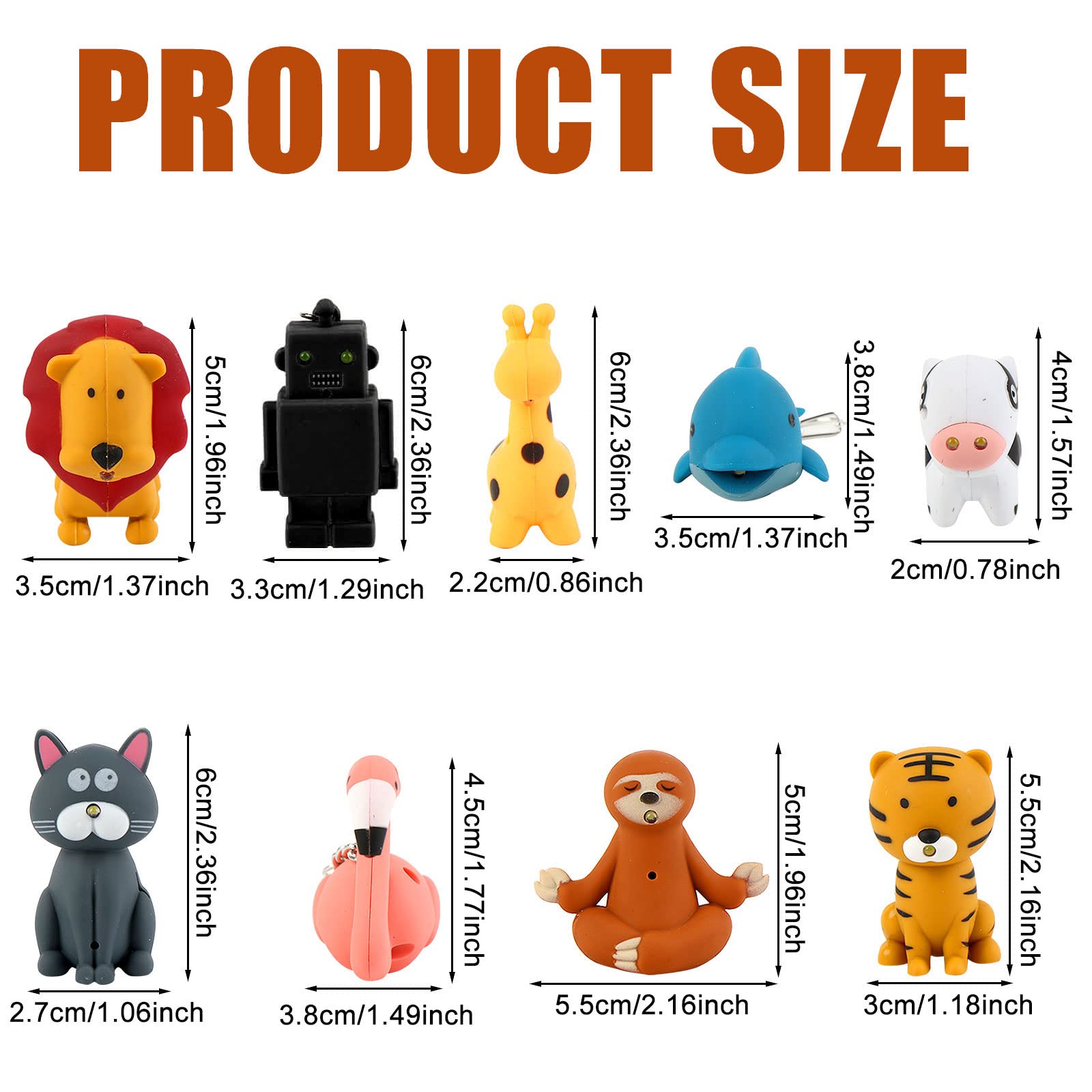 Oppaxf 9 Pieces Nurse Flashlight Pediatric, Nurse Flashlight Keychain, Animal Flashlight Keychain Dolphin Lion Cow Cat Robot Giraffe Tiger Flamingos Sloth Nurse Flashlight For Badge