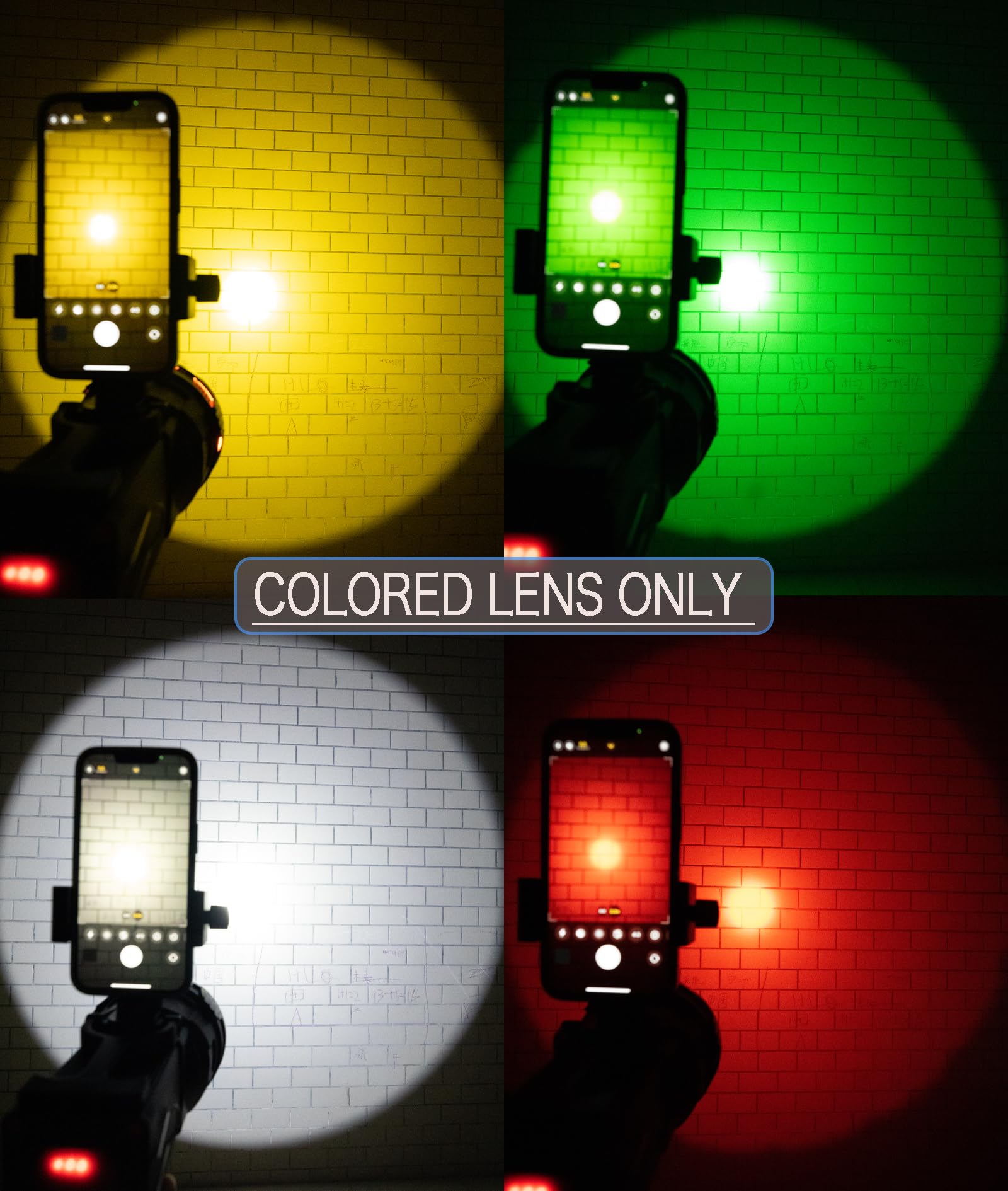 Bigsun 4 Colors Spotlight, High Lumen Flashlight 1200,000 Led With Phone Holder, Rechargeable 14000 Mah, White/Red/Green/Yellow