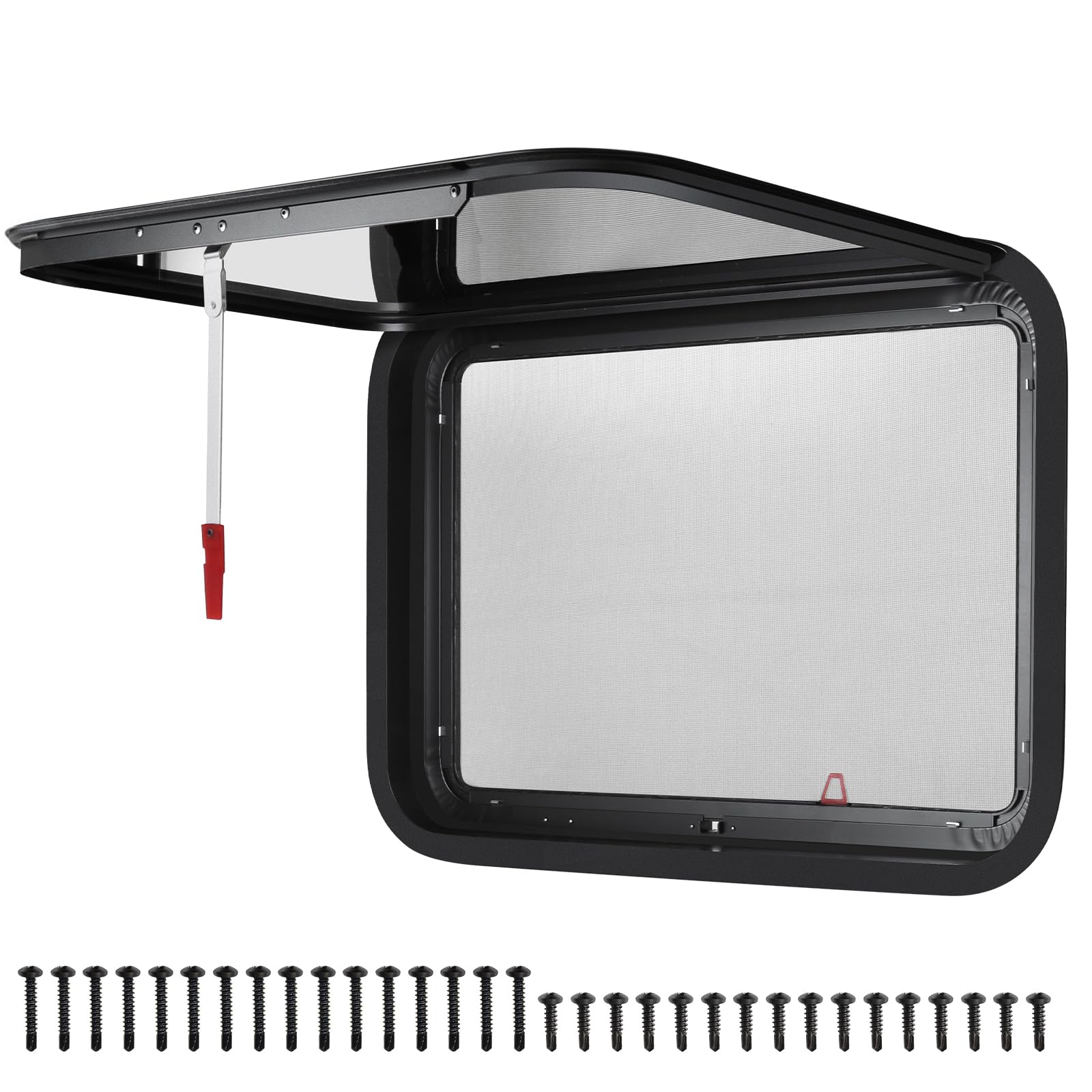 NOVINO RV Emergency Window Replacement, 30in x 22in, Black, Model NRW-008, Fits 1in or 1-1/2in Thick Wall, DOT Approved