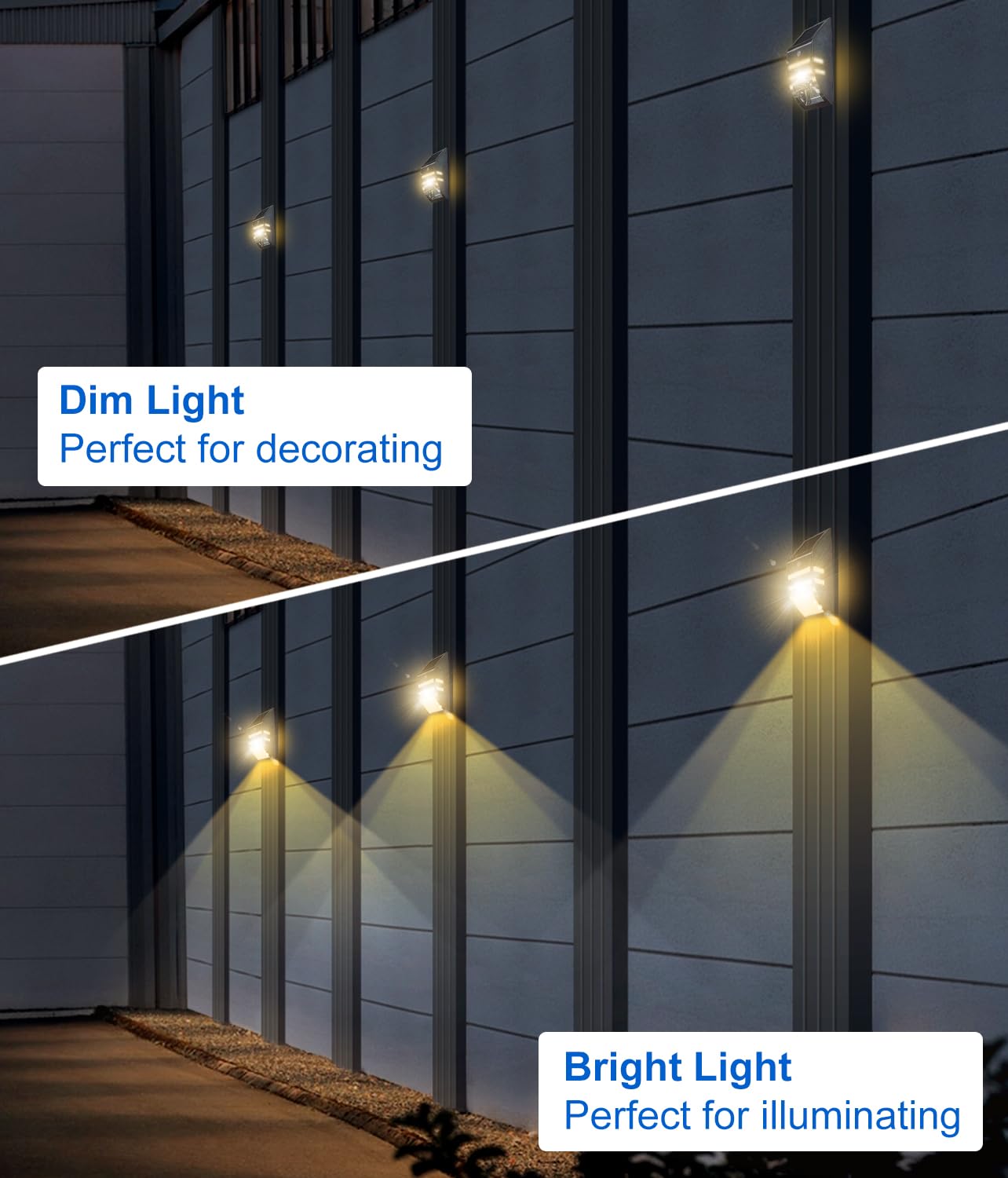 Roopure Solar Fence Lights, Waterproof Led Motion Sensor, Warm White, Pack Of 4, Stainless Steel