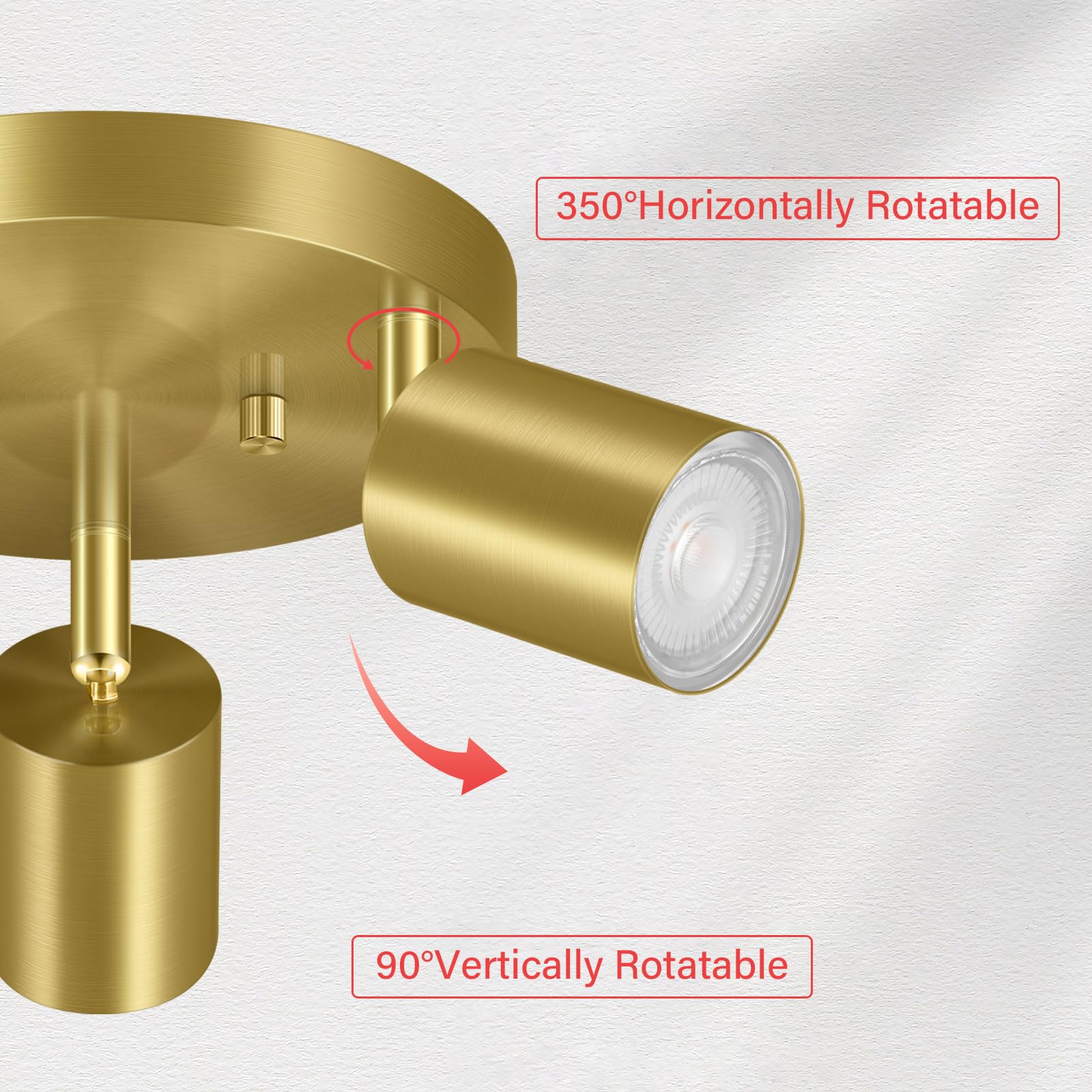 BoostArea LED Track Lighting Kit, 3 Light, Gold, Metal, Model C0303, Rotatable Heads for Kitchen, Living Room, Bedroom