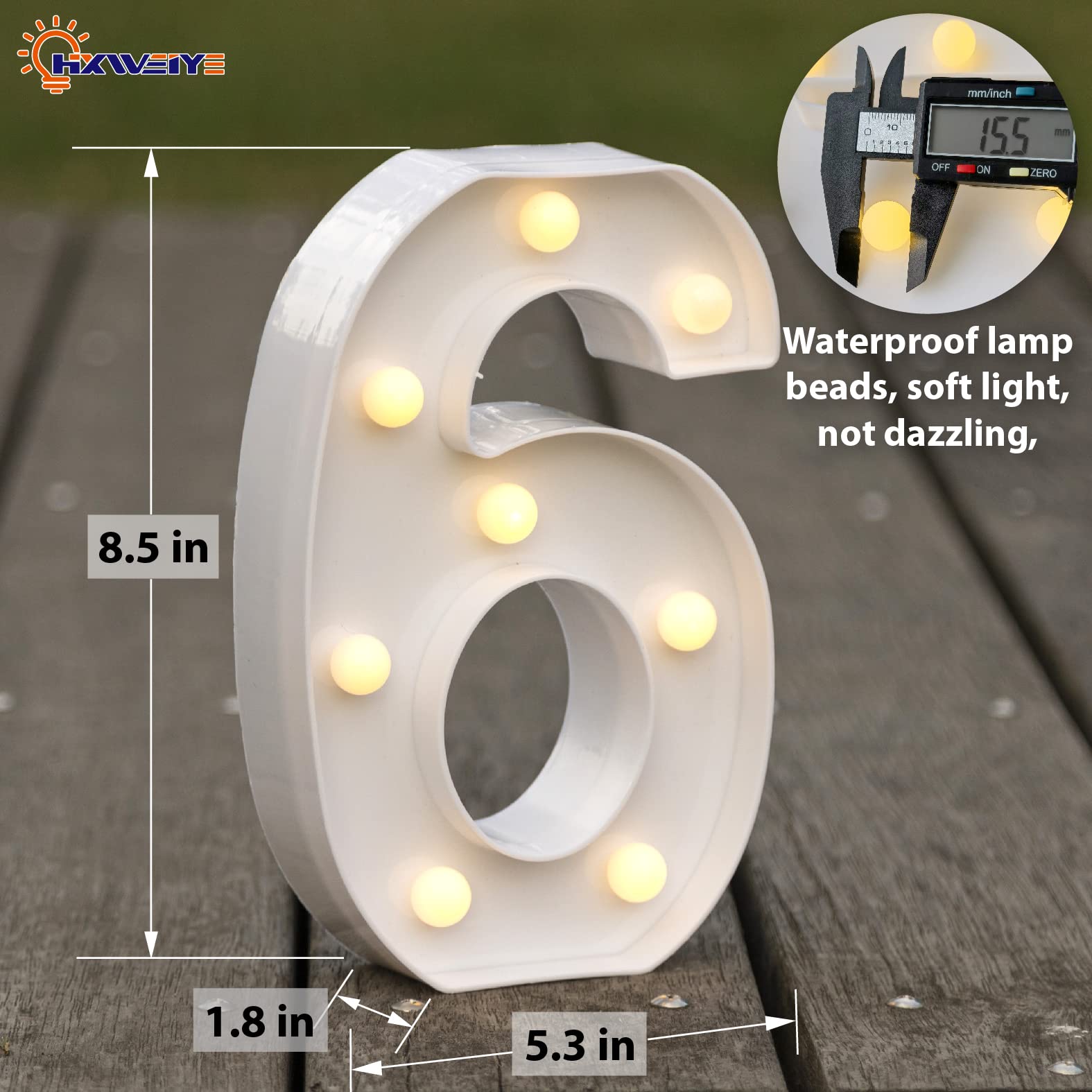 HXWEIYE LED Marquee Number Lights - Light Up 26 Letters & 10 Numbers - Warm White, Battery Powered