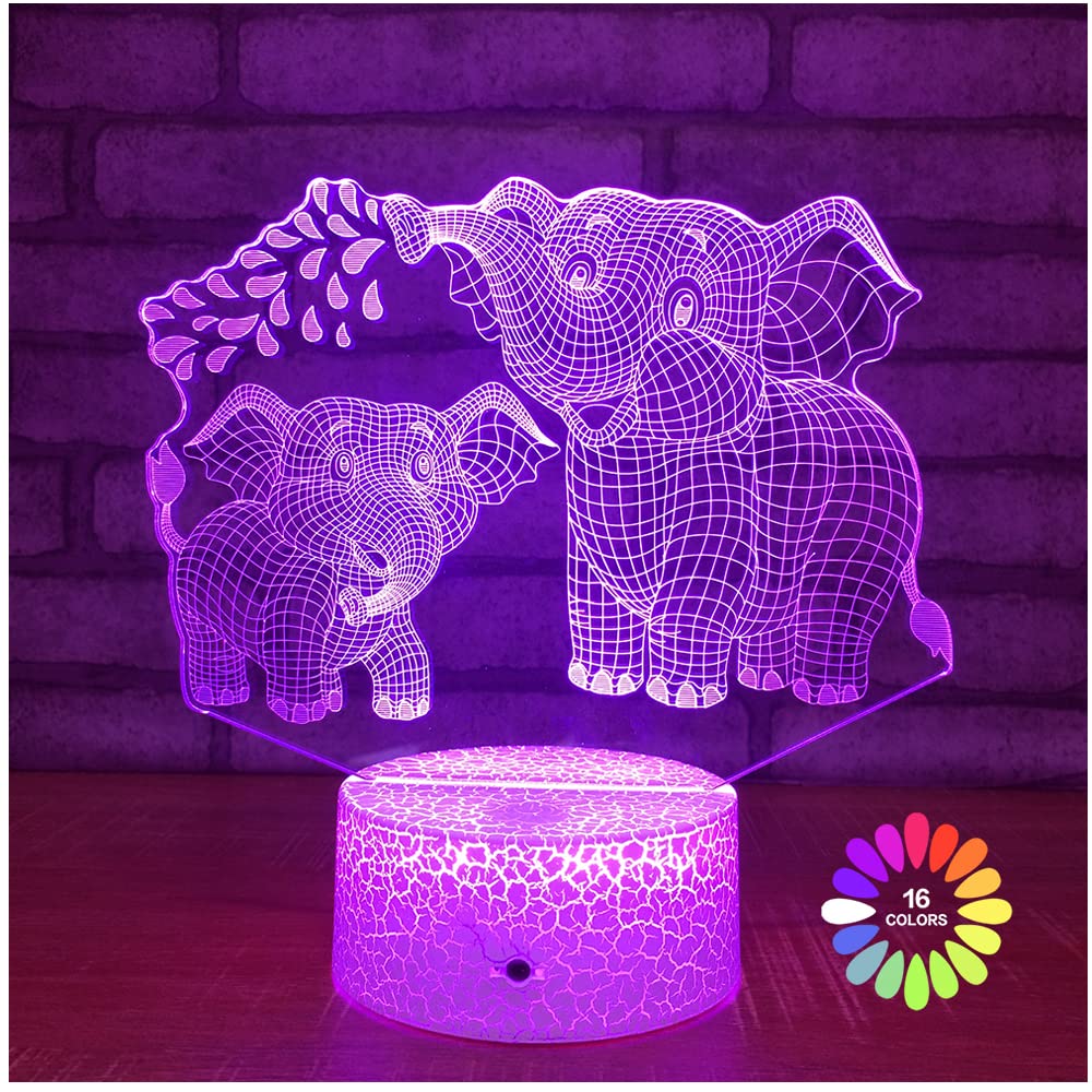 Elephant 3D Night Light for Kids 3D Lamp with 16 Colors Changing Remote Control Elephant Toys 10 9 3 5 2 8 1 7 6 4 Year Old Girl