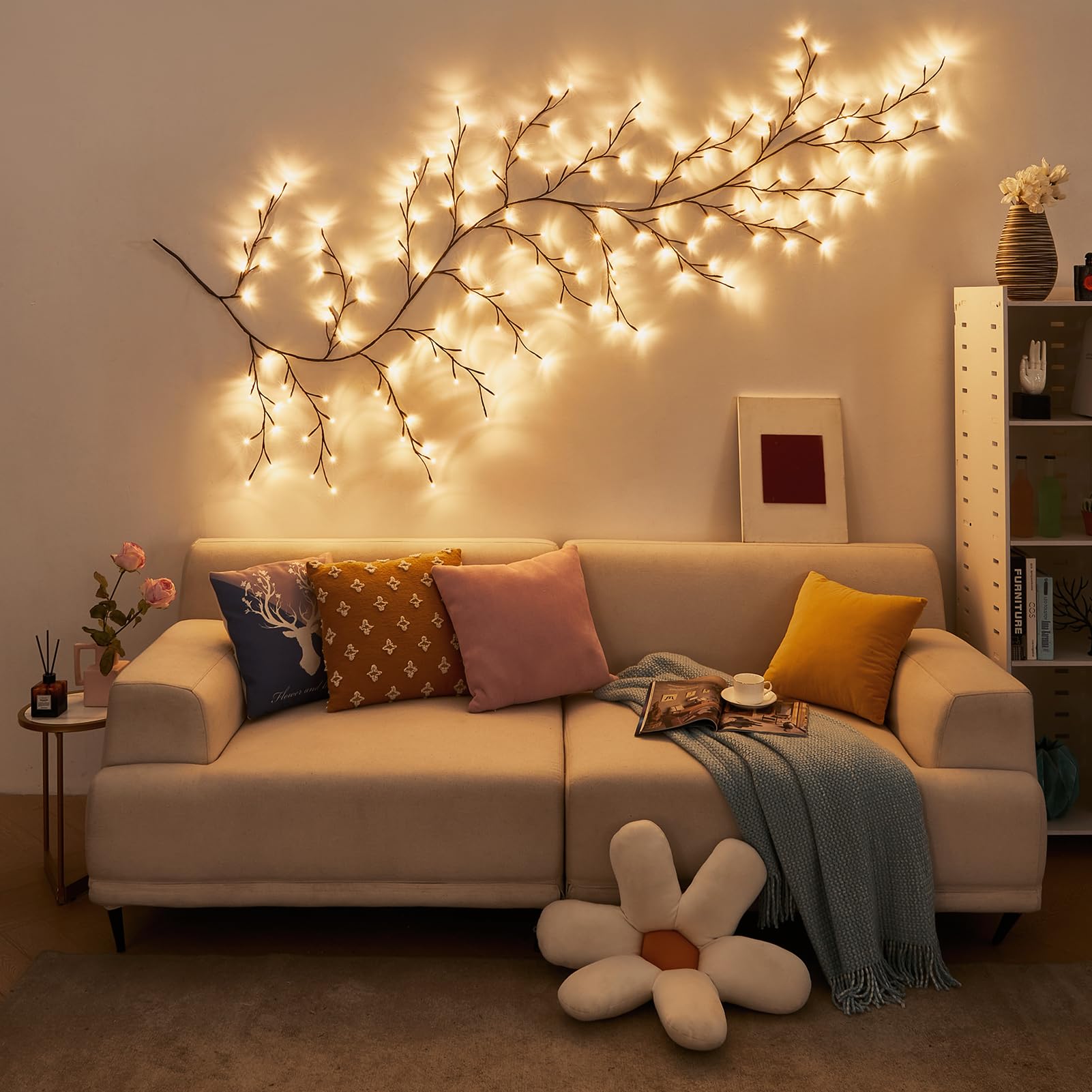 Bexdir 9.3ft Enchanted Willow Vine Lights, 160LED Indoor Decor, Brown, 8 Modes & Timer, Model 001