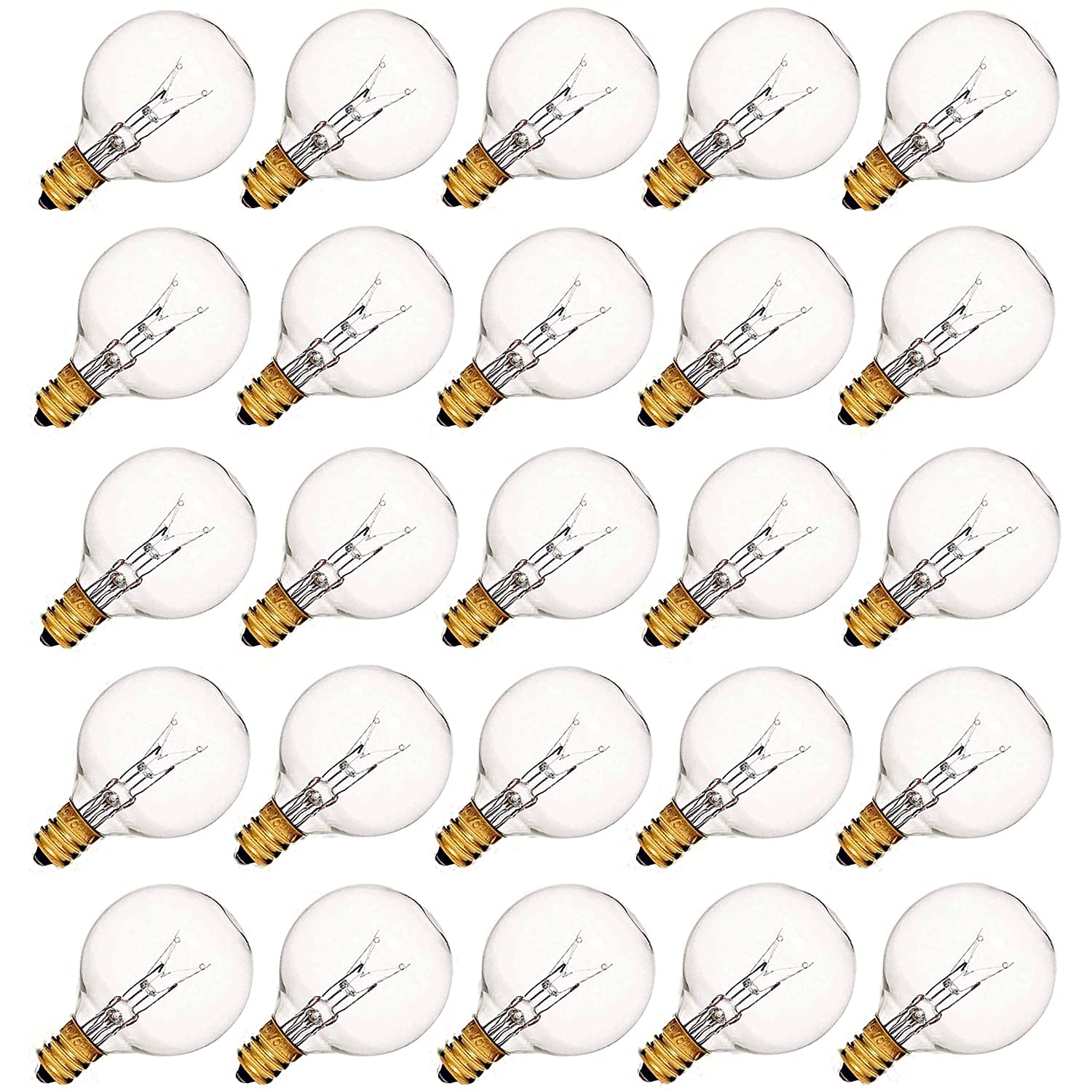 Konictom G40 Dimmable 5W Clear Globe Light Bulbs, E12 Candelabra, 25 Pack For Indoor