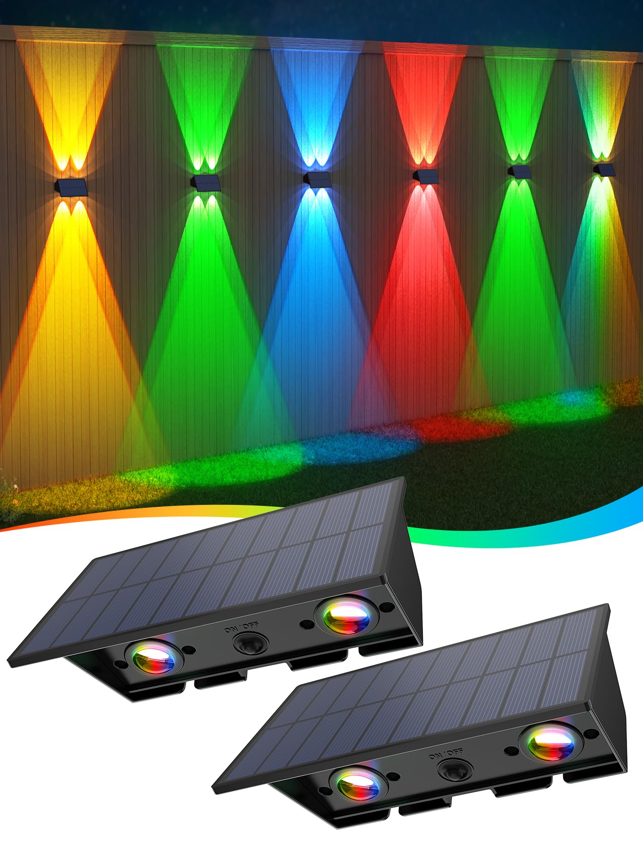 UGDLUCK Solar Wall Lights Outdoor,2PACK Solar Outdoor Lights Up and Down Waterproof IP54 Super Bright Solar Wall Light for Fence