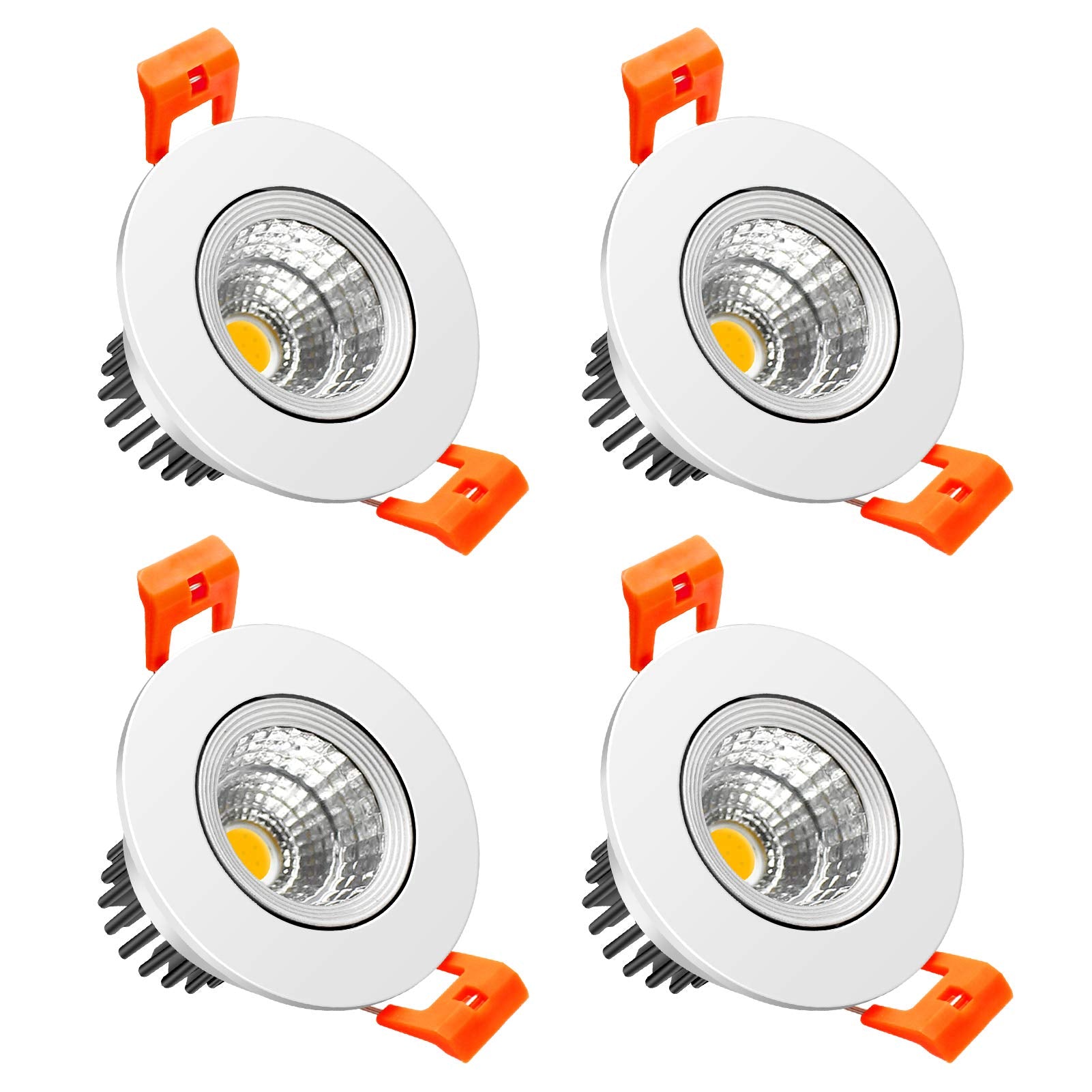 LightingWill 2inch LED Dimmable Downlight, 3W COB Recessed Ceiling Light, Daylight White 5500K-6000K, CRI80, 25W 220LM Halogen B