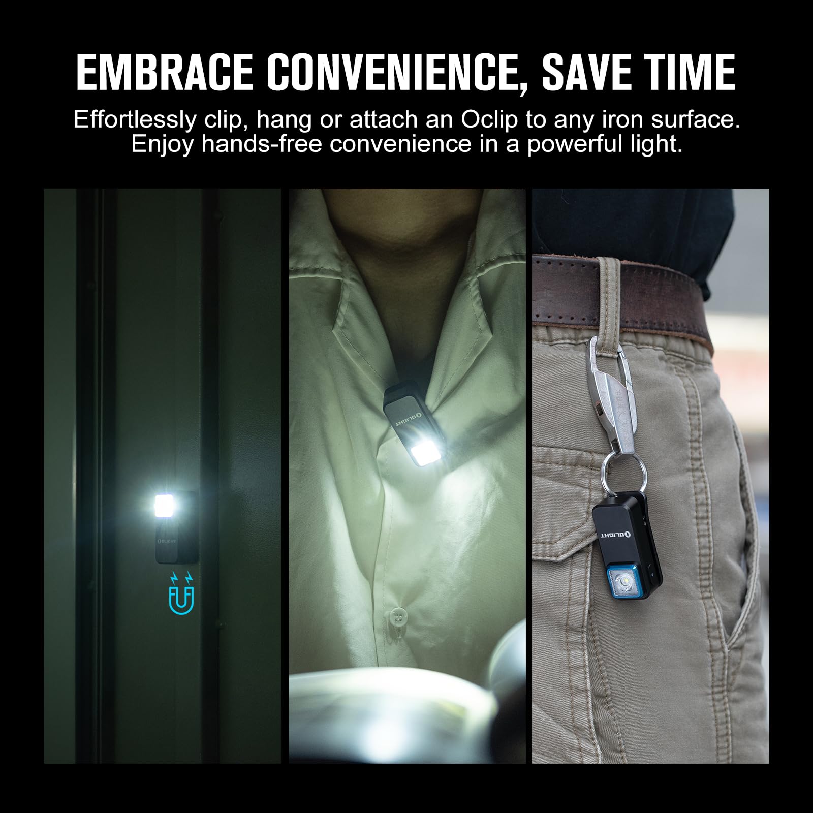 OLIGHT Oclip EDC Flashlight 300 Lumens Compact USB-C Rechargeable Small Black Model OCLIP-BK-300000