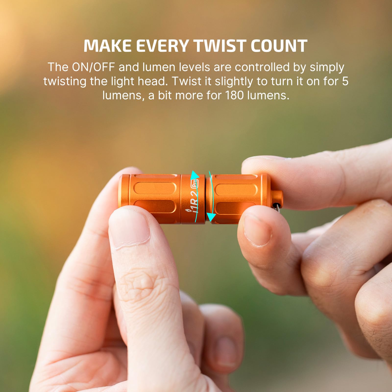 OLIGHT I1R 2 Pro EDC Keychain Flashlight 180 Lumens Rechargeable Aluminum Capsule Orange