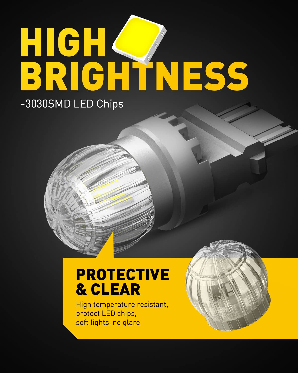 AUXITO 3157 LED Bulb White Backup Lights 3200LM, 3156/3157, Aluminum, Pack of 2