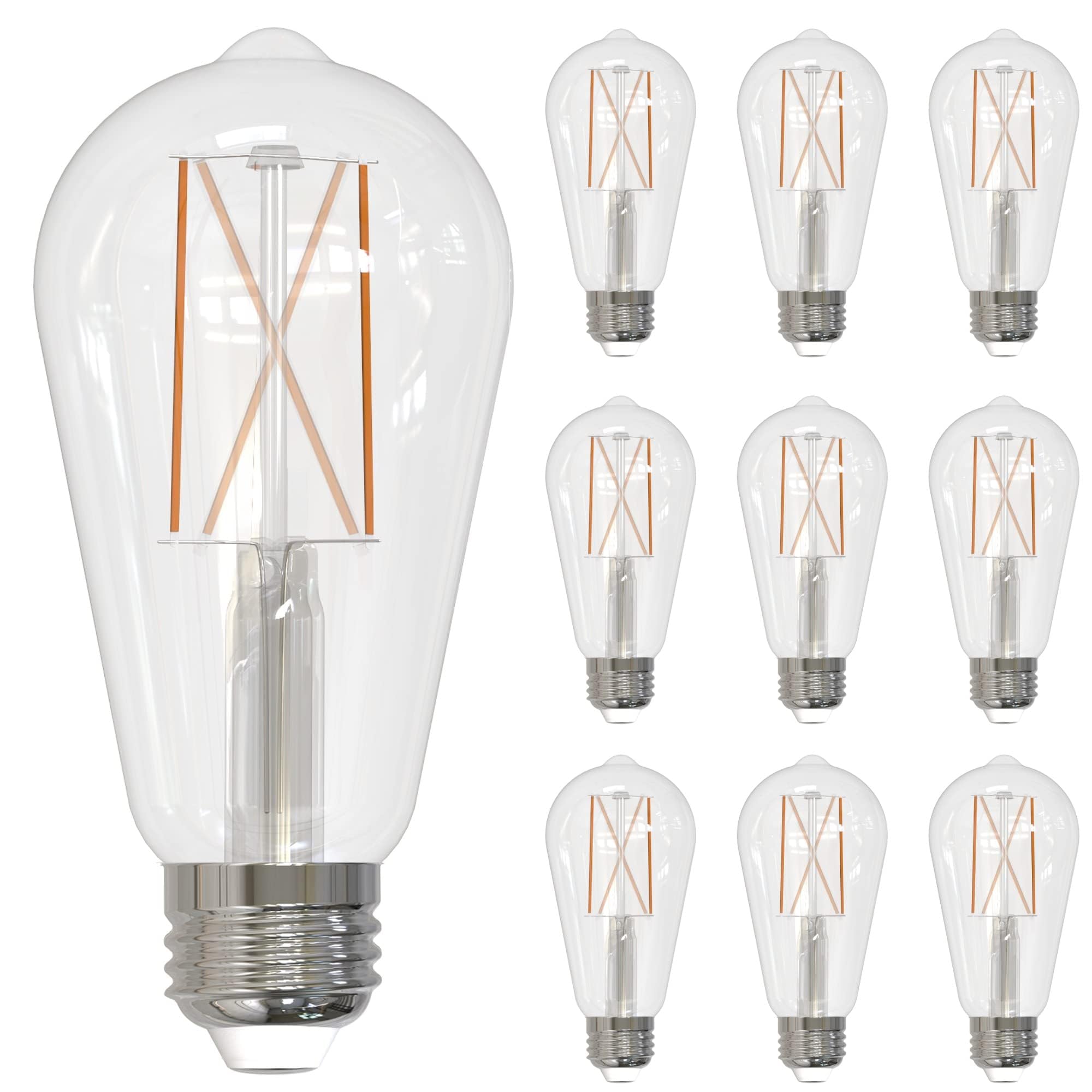 Bulbrite LED Filament Light Bulb, 8.5W, ST18, E26 Base, 3000K Soft White, 850 Lumens, 10-Pack, Model 776