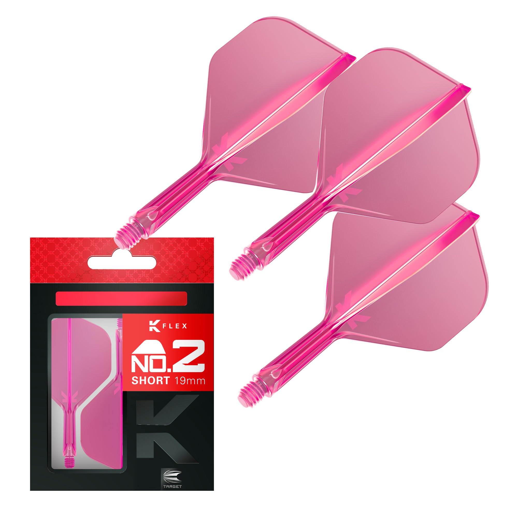 Target Darts K Flex Integrated Dart Flights And Shafts  No.2 Pink (Short) | Pack Of 3 K-Flex - No2  Kflex All In One Moulded Dart Flight & Stem | Professional Dart Accessories