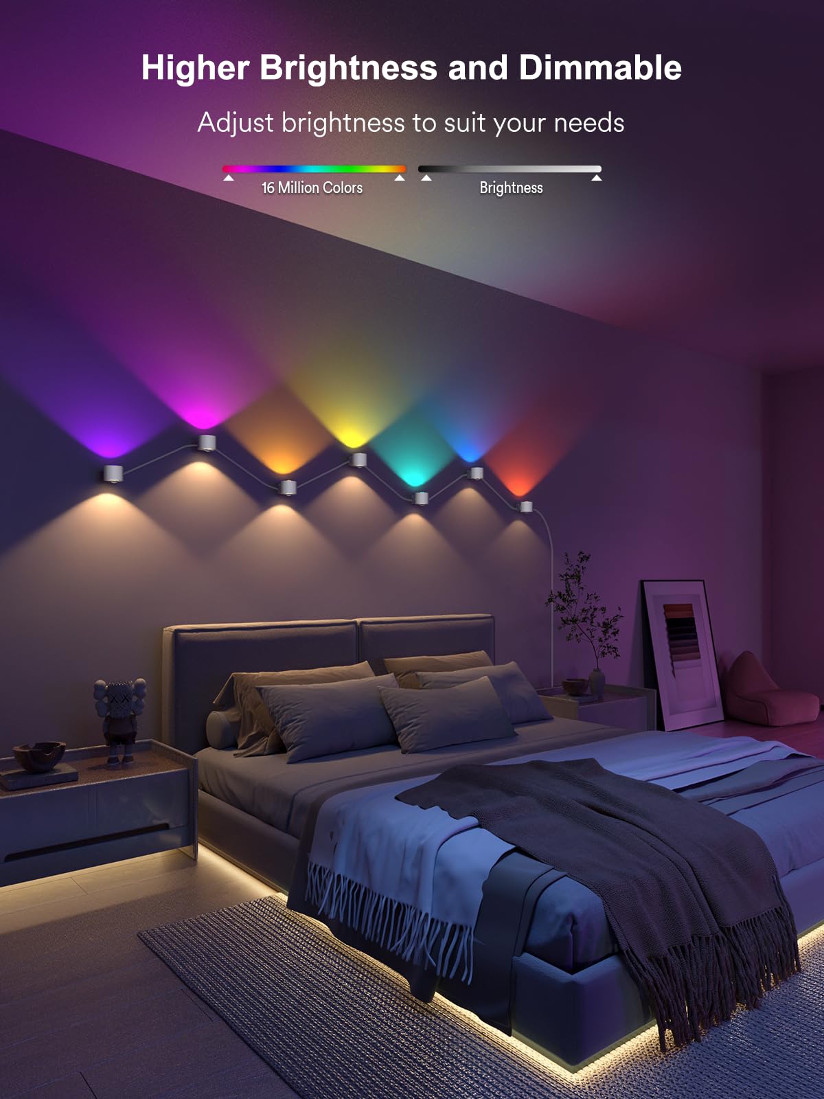 ANGELHALO Smart Wall Sconces, Music Sync LED Lights, 14 Pack, White, Model L-WL14B1, Ideal for Living Room & Bedroom Decor