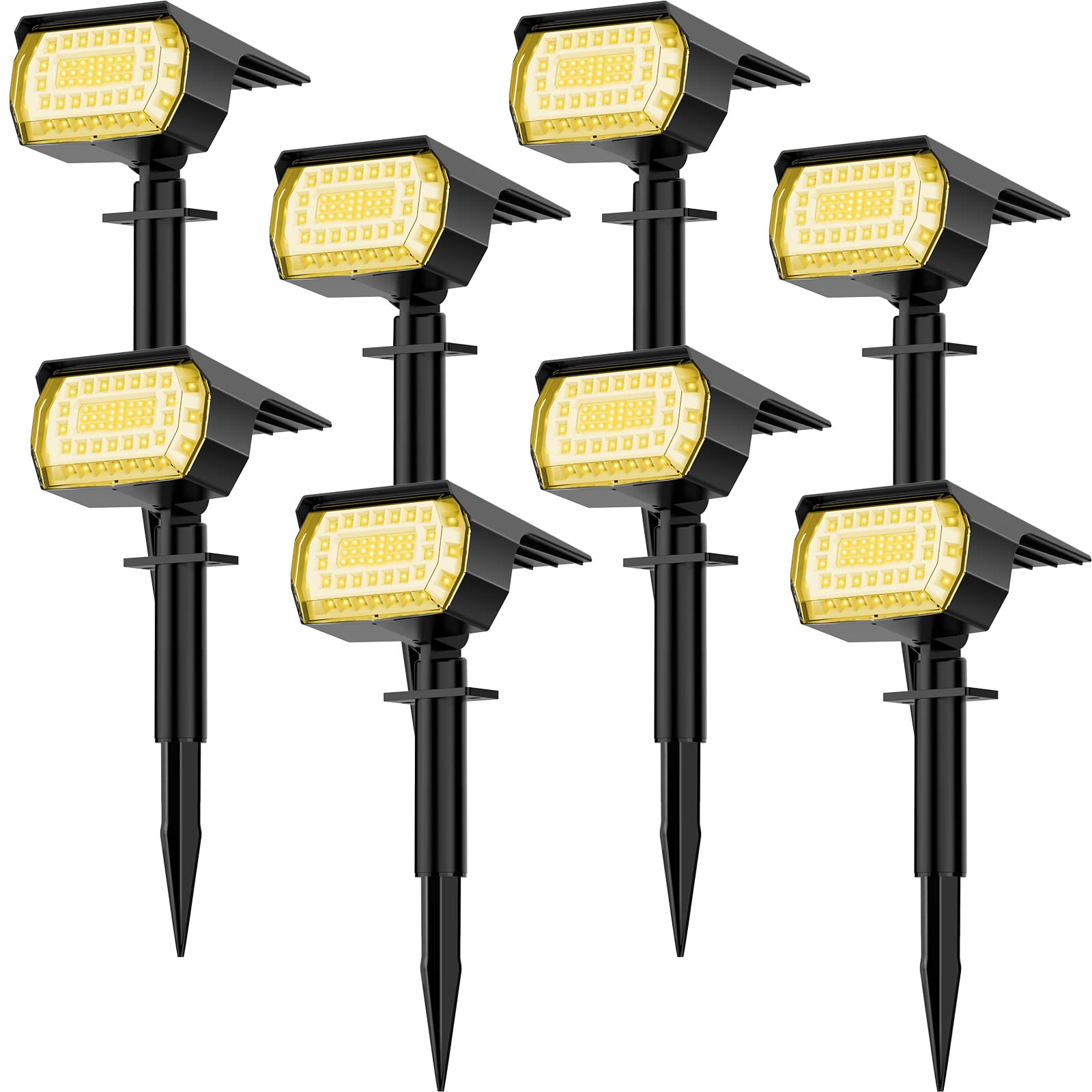 LANSOW Solar Spot Lights, 2-in-1 Landscape Flood Wall Lights, 57 LED, IP65 Waterproof, 8 Pack, Warm White, Model HD-M-0031
