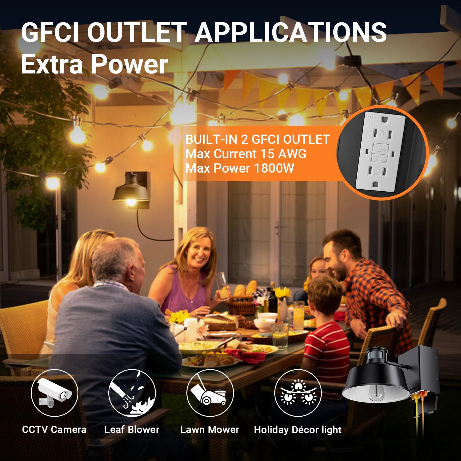 Ehaho Porch Lights With Outlet, Dusk To Dawn Motion Sensor Outdoor Light With Outlet Built-In, Waterproof Anti-Rust Lantern Outside Light With Gfci Outlet, Wall Sconce Light With Plug For Front Door