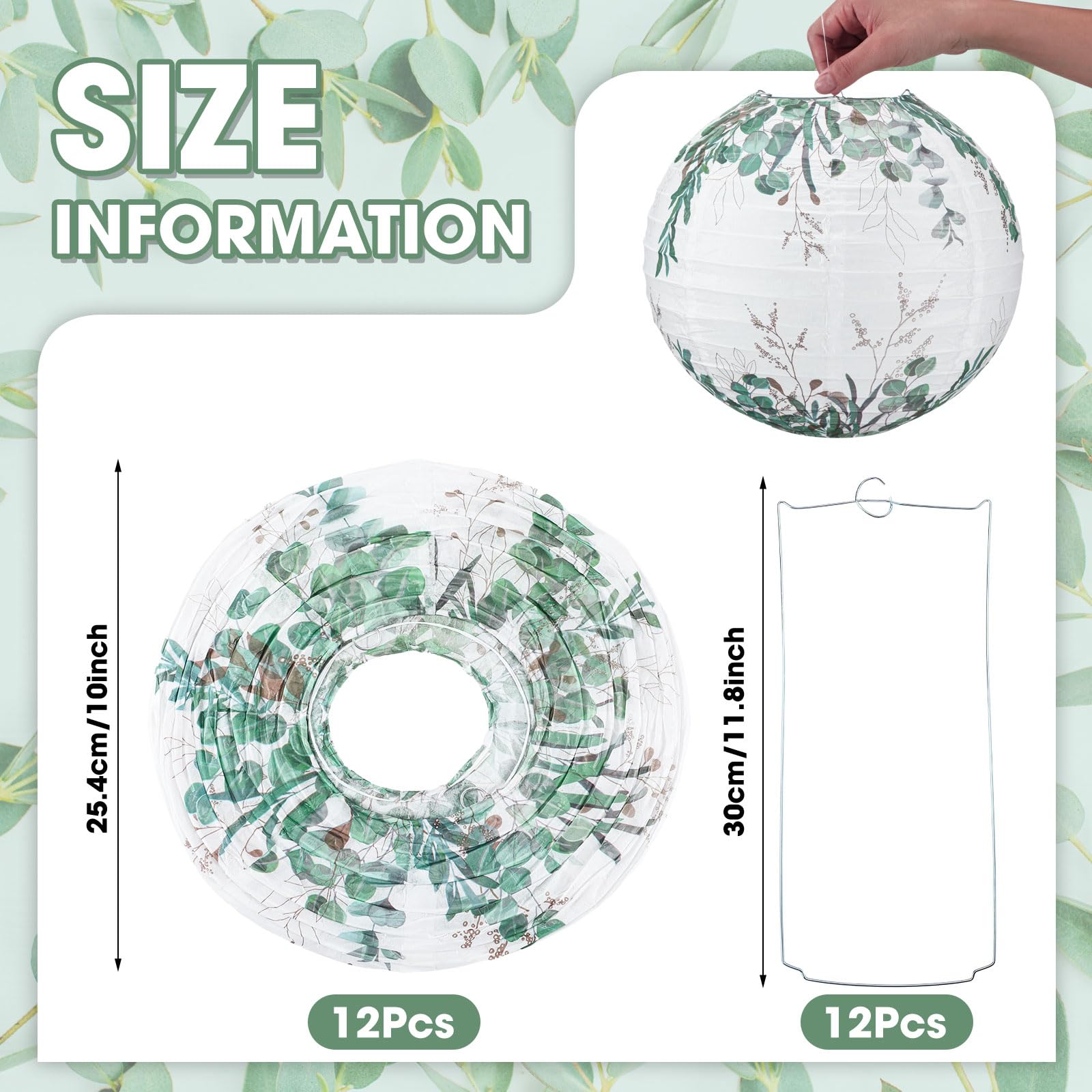 Retisee 12 Pcs Eucalyptus Classroom Decorations Green Paper Lanterns Plant Themed Classroom Decor Eucalyptus Leaf Hanging Paper