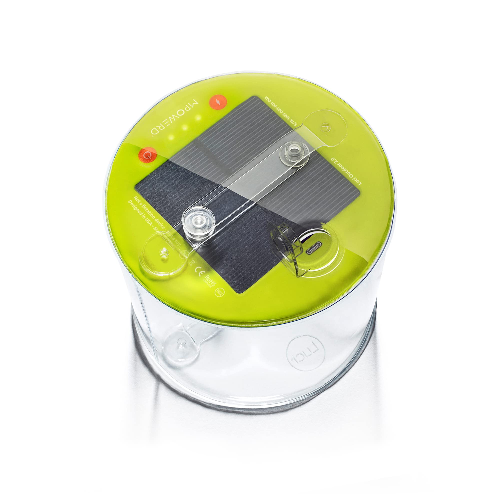 MPOWERD Luci Outdoor 2.0: Solar Inflatable Lantern Rechargeable via Solar or USB-C, 75 Lumens, Clear Finish + Cool LEDs, Lasts U