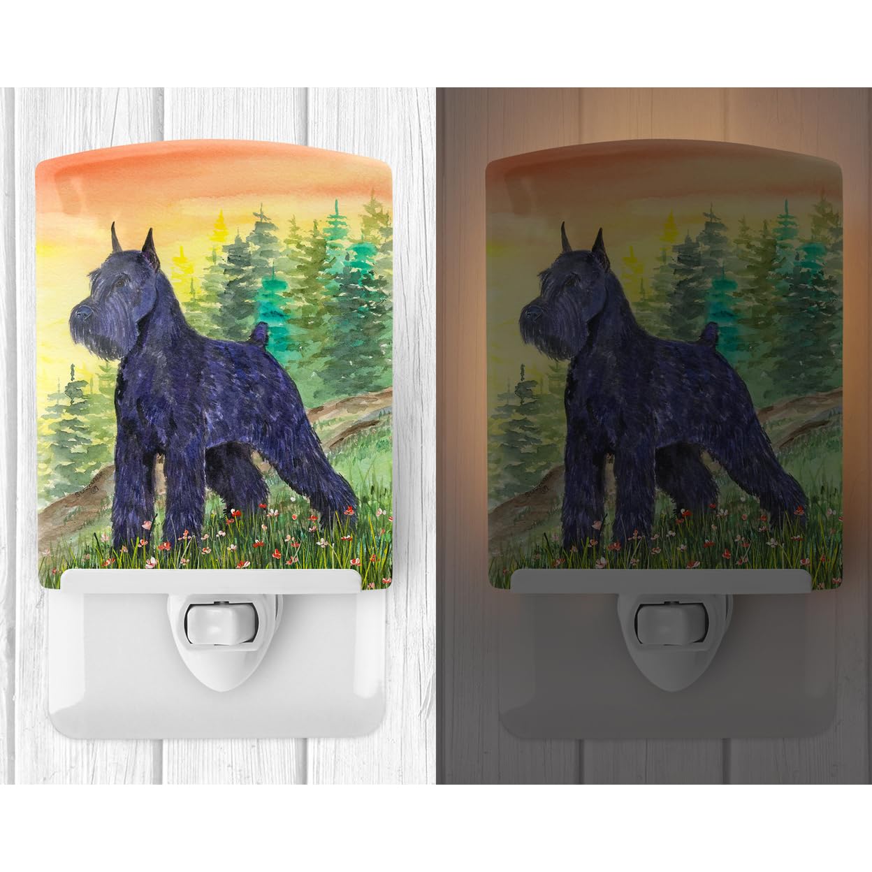 Caroline'S Treasures Ss1051Cnl Schnauzer Ceramic Night Light Compact, Ul-Certified, Ideal For Bedroom, Bathroom, Nursery, Hallway, Kitchen, 6X4X3, Multicolor
